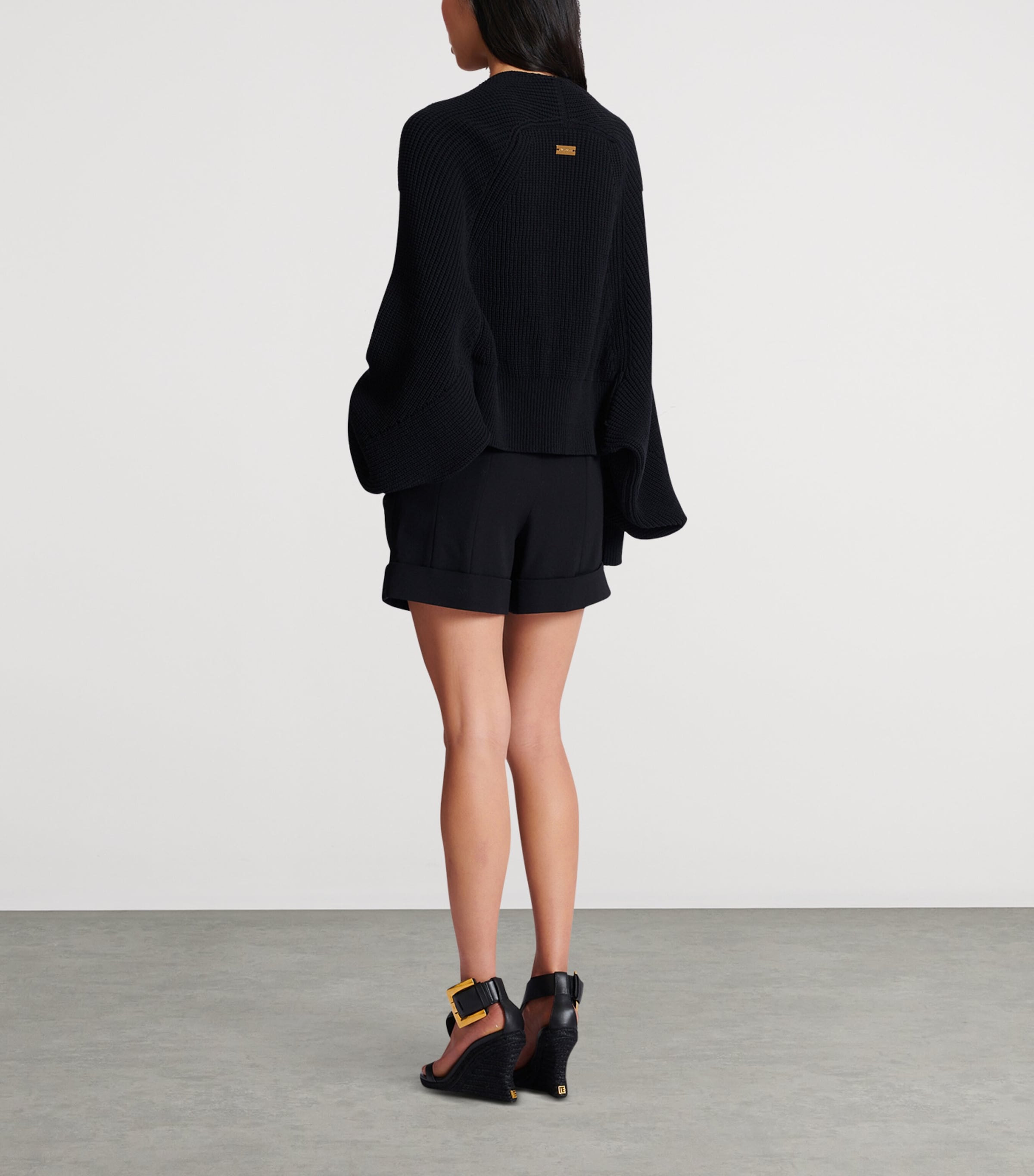 Balmain Rib-Knit Bolero Cardigan Noir Image 7