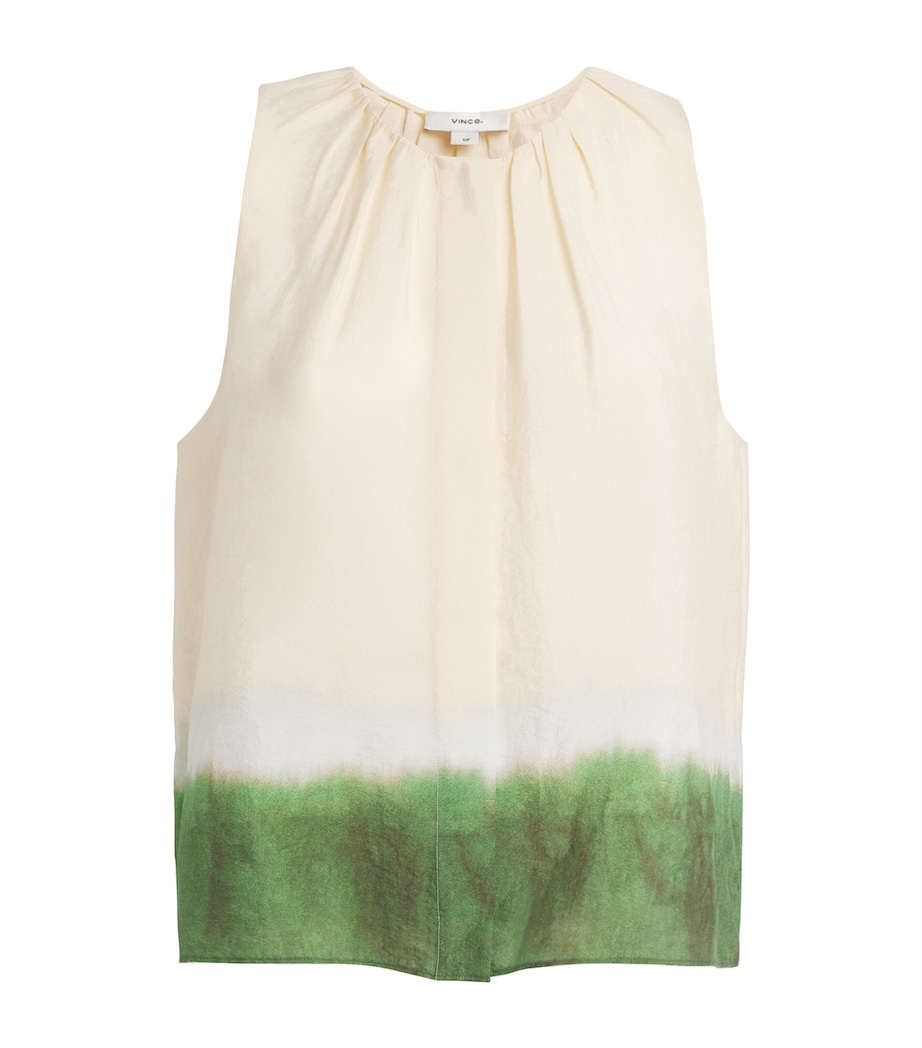 Vince Womens Sleeveless Dip Dye Blouse Prclain/herba Image 1