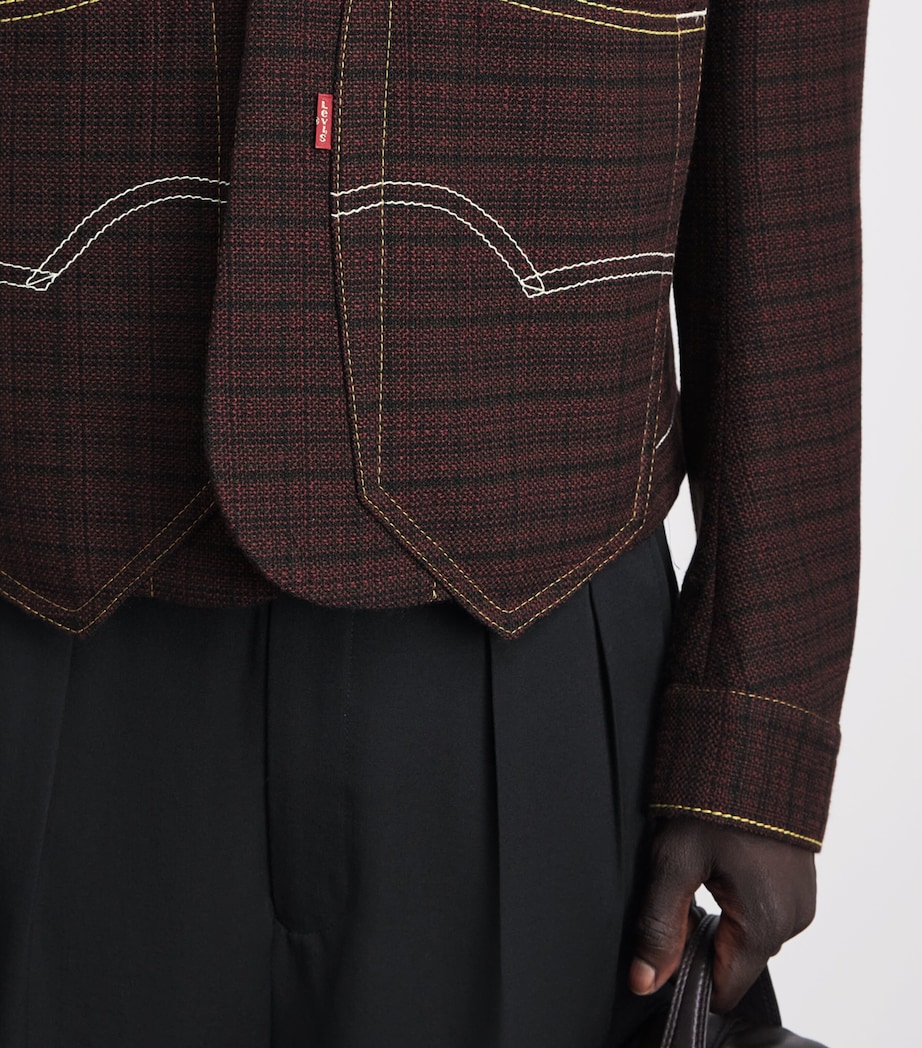 Junya Watanabe MAN Mens x Levi’s Wool-Blend Bomber Jacket Burgundy/black Image 3
