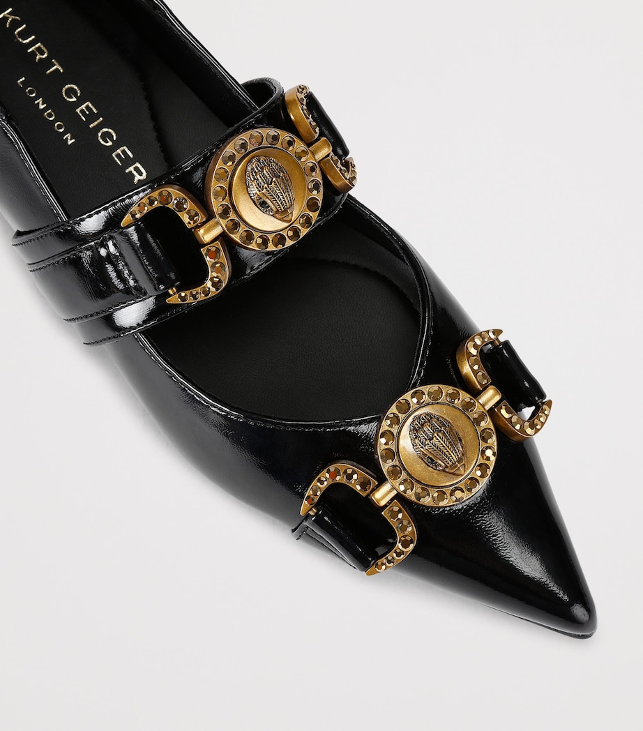 Kurt Geiger London Leather Embellished Mansion Flats Black Image 3