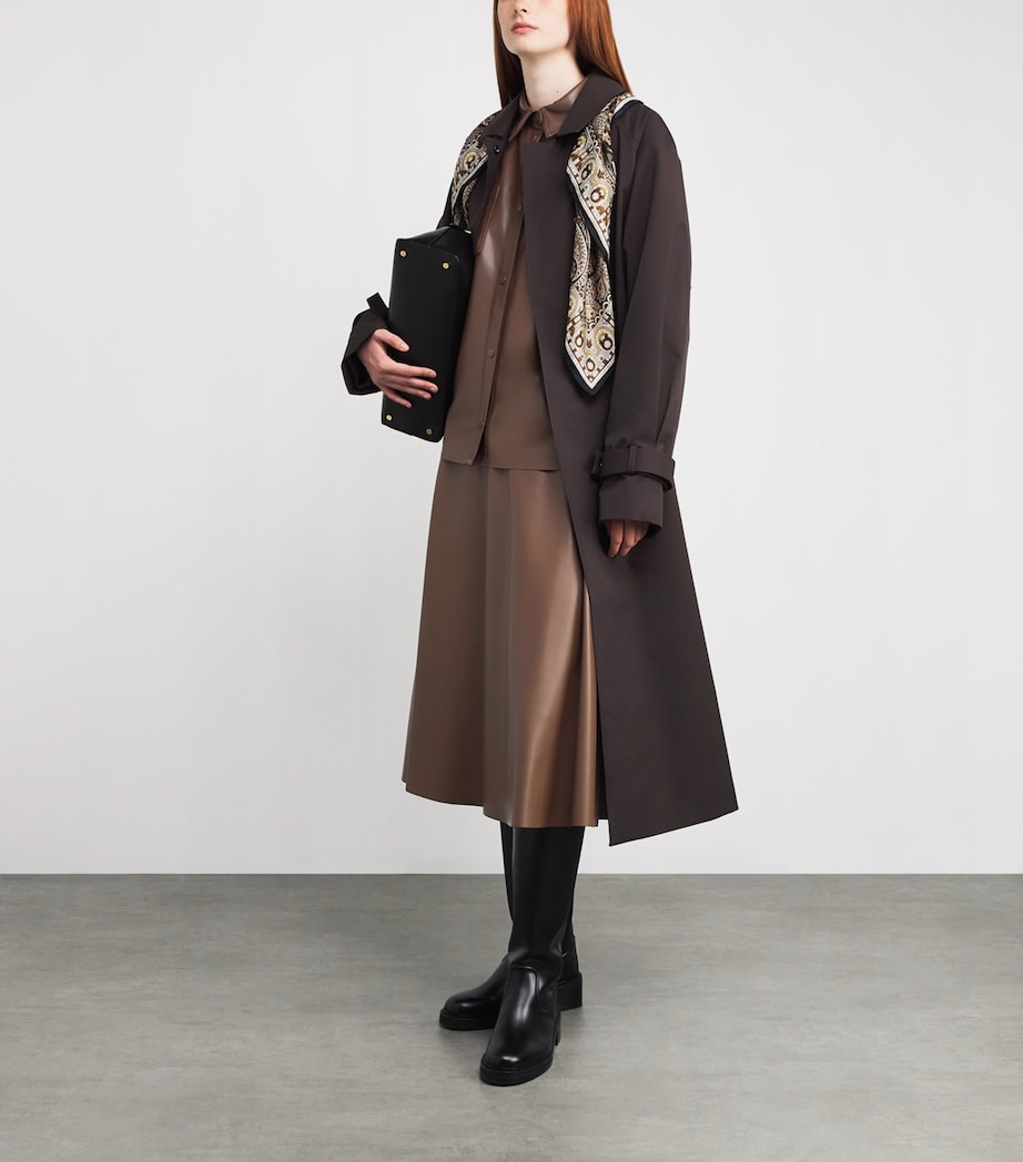 Faux Leather Midi Skirt BROWN Image 2