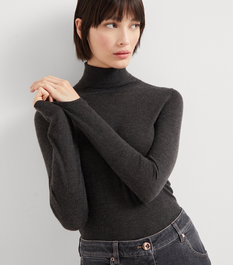 Brunello Cucinelli Womens Cashmere-Silk Turtleneck Sweater Image 5