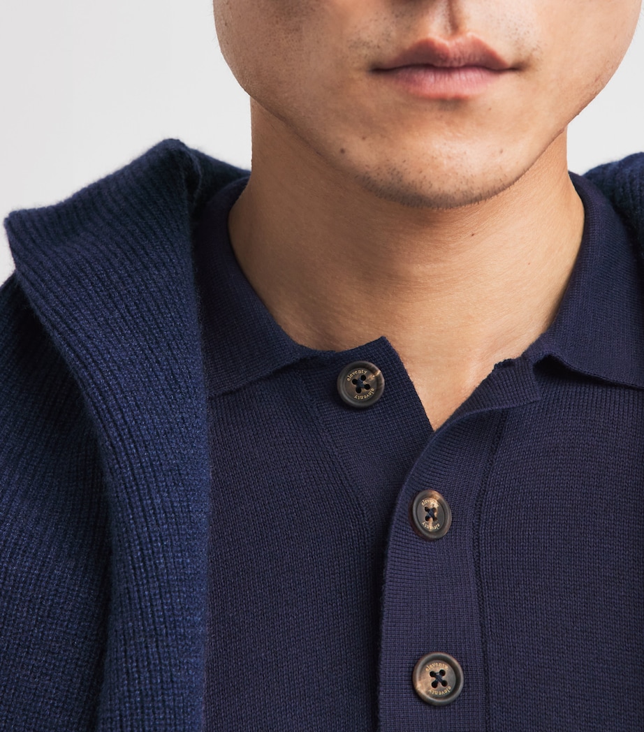 Eleventy Mens Cotton-Cashmere Polo Shirt Blu Image 3