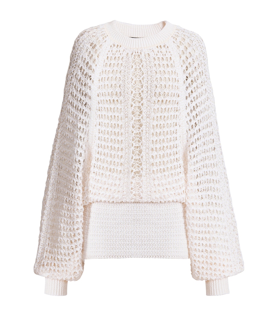 Balmain Womens Crochet Mini Dress Naturel Image 1