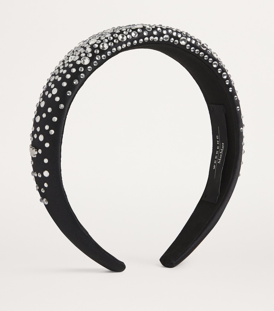 Satin Rhinestone Headband BLACK Image 2