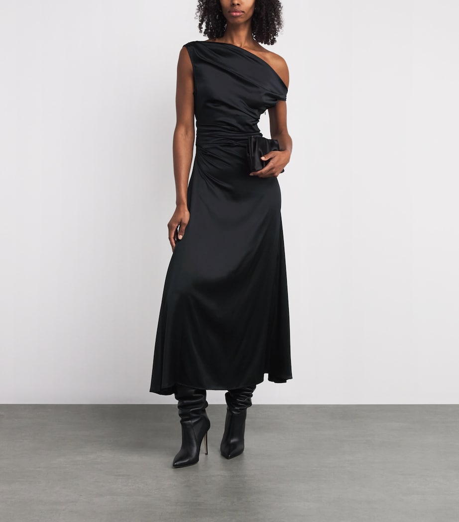 Stretch-Silk Phare Midi Dress BLK BLACK Image 2