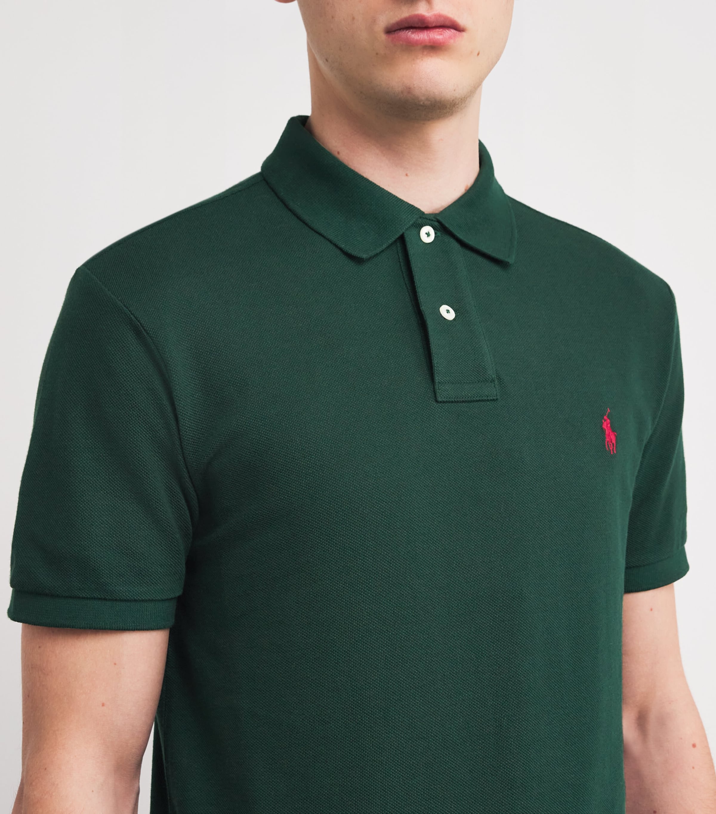 Cotton Mesh Slim-Fit Polo Shirt COLLEGE GREEN Image 6