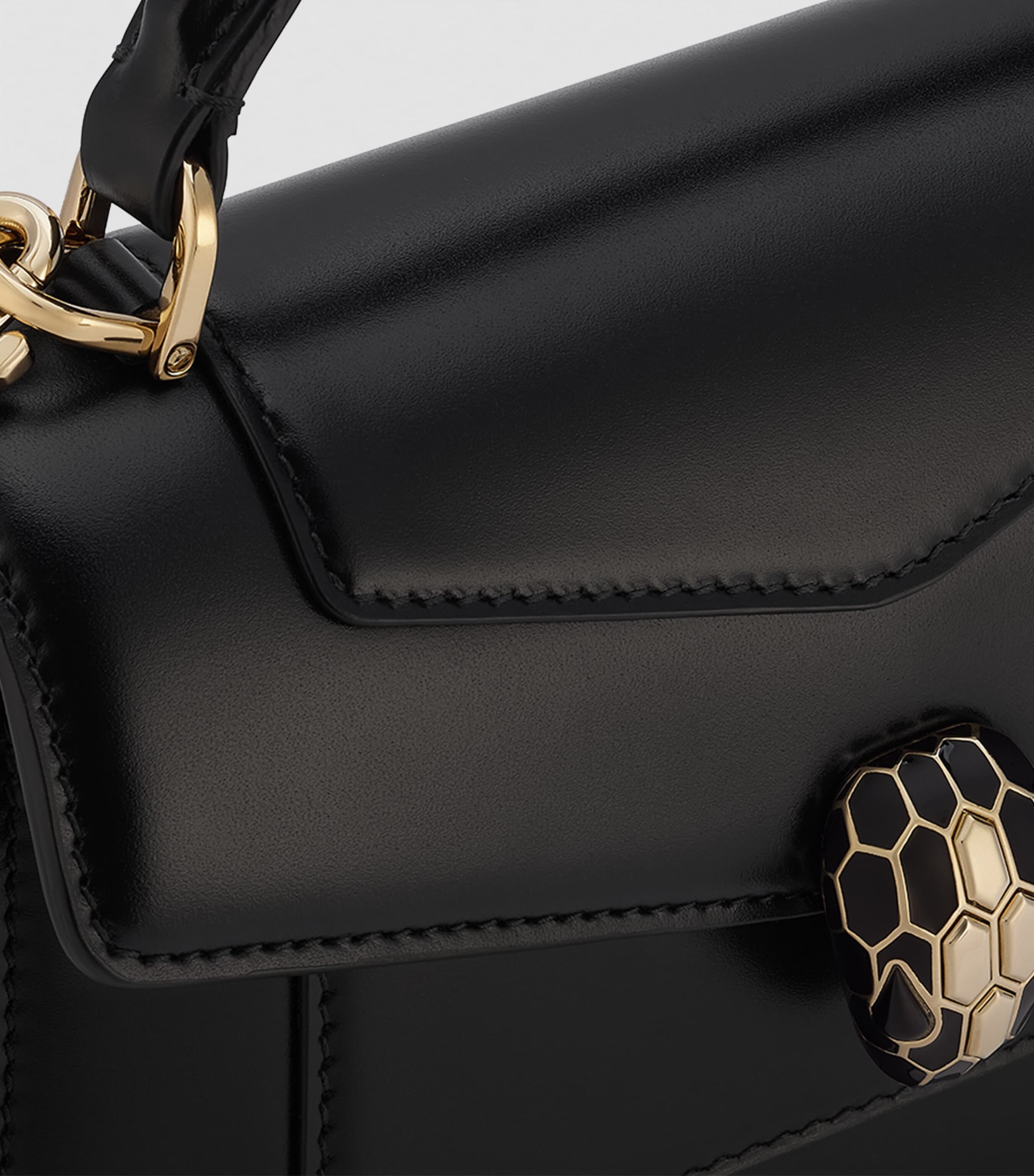 Mini Leather Serpenti Forever Top-Handle Bag BLACK Image 5