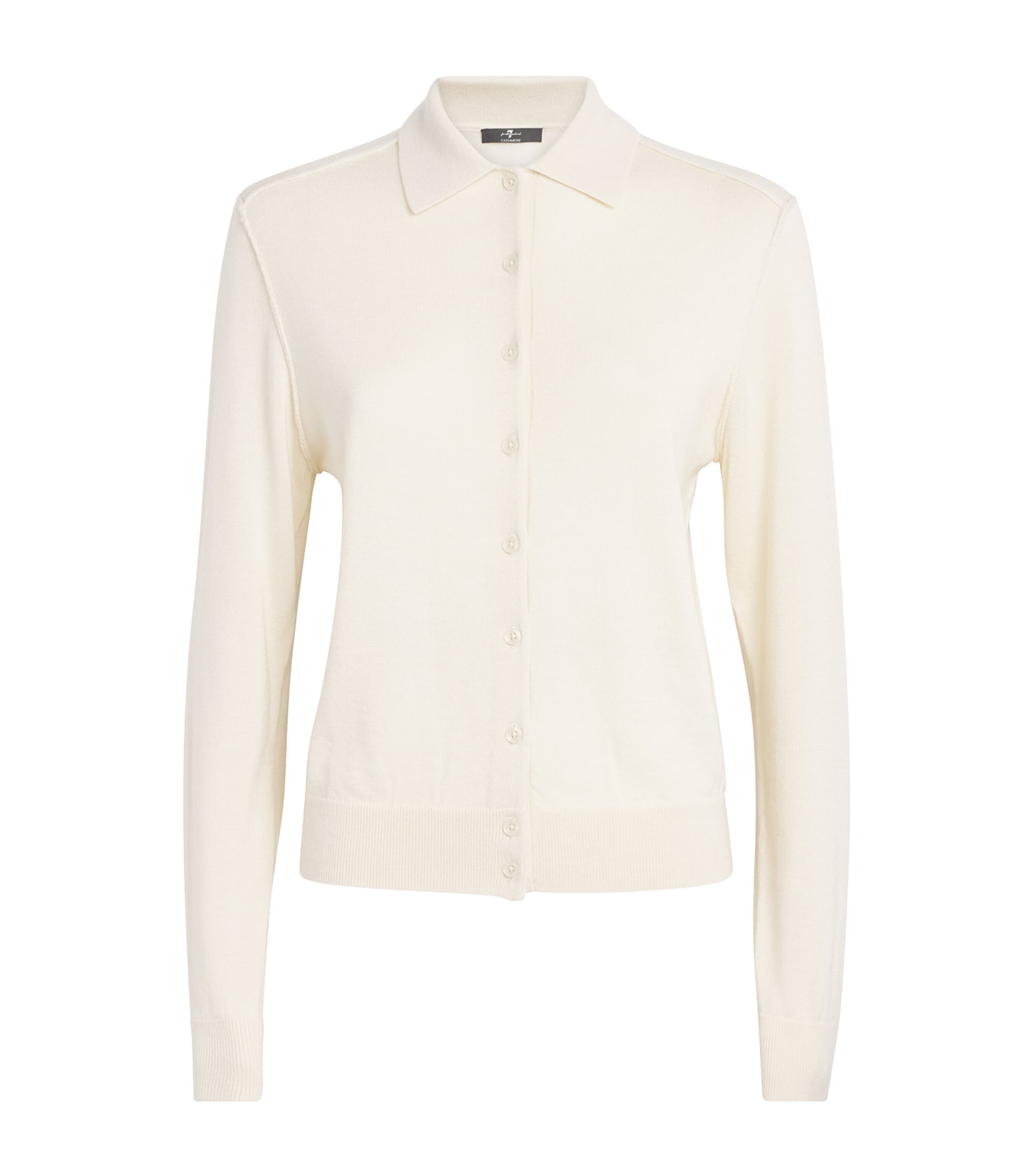 7 For All Mankind Cashmere Polo Cardigan In White