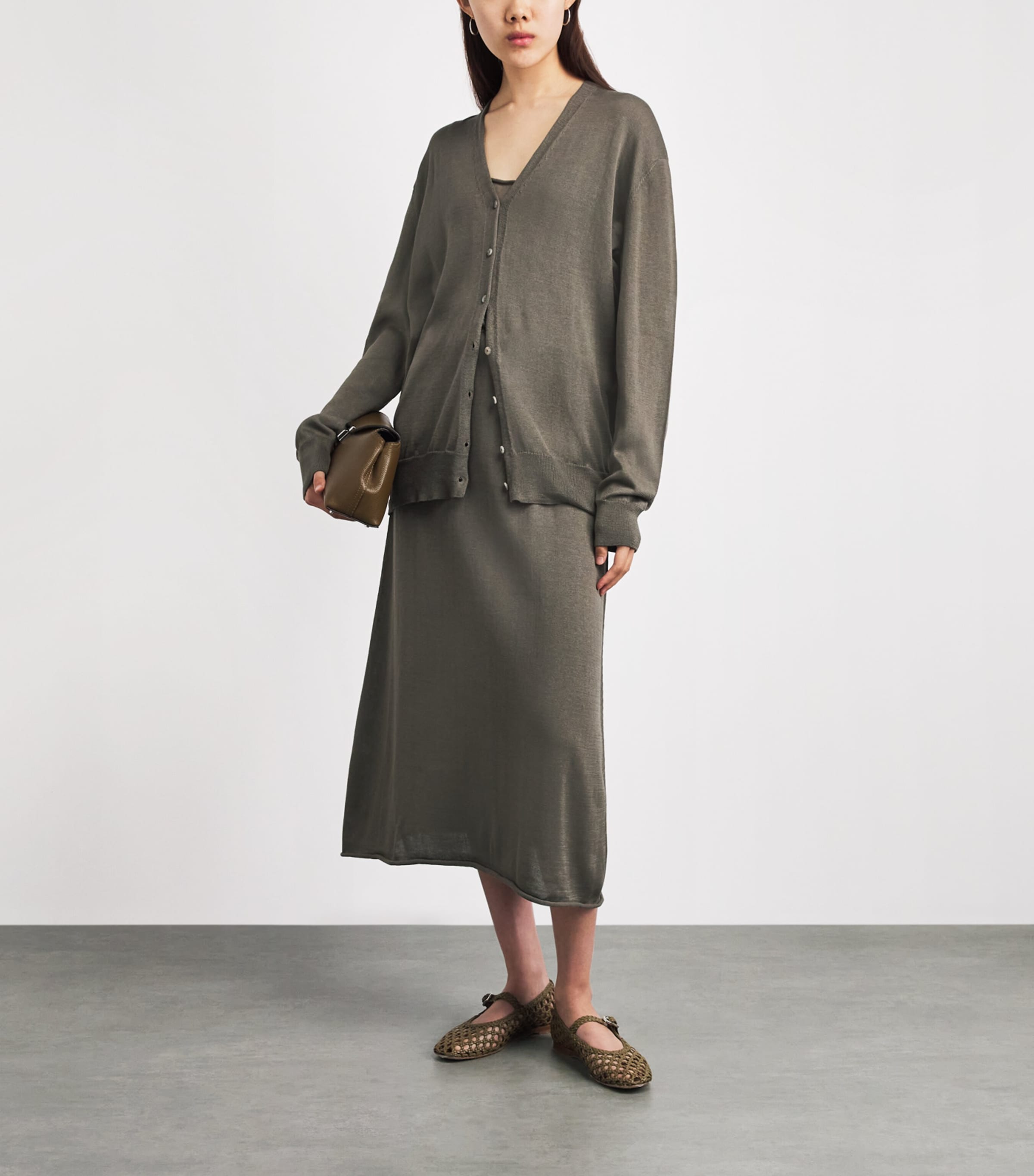 Lauren Manoogian Womens Pima Cotton Veil Cardigan Rock Image 2