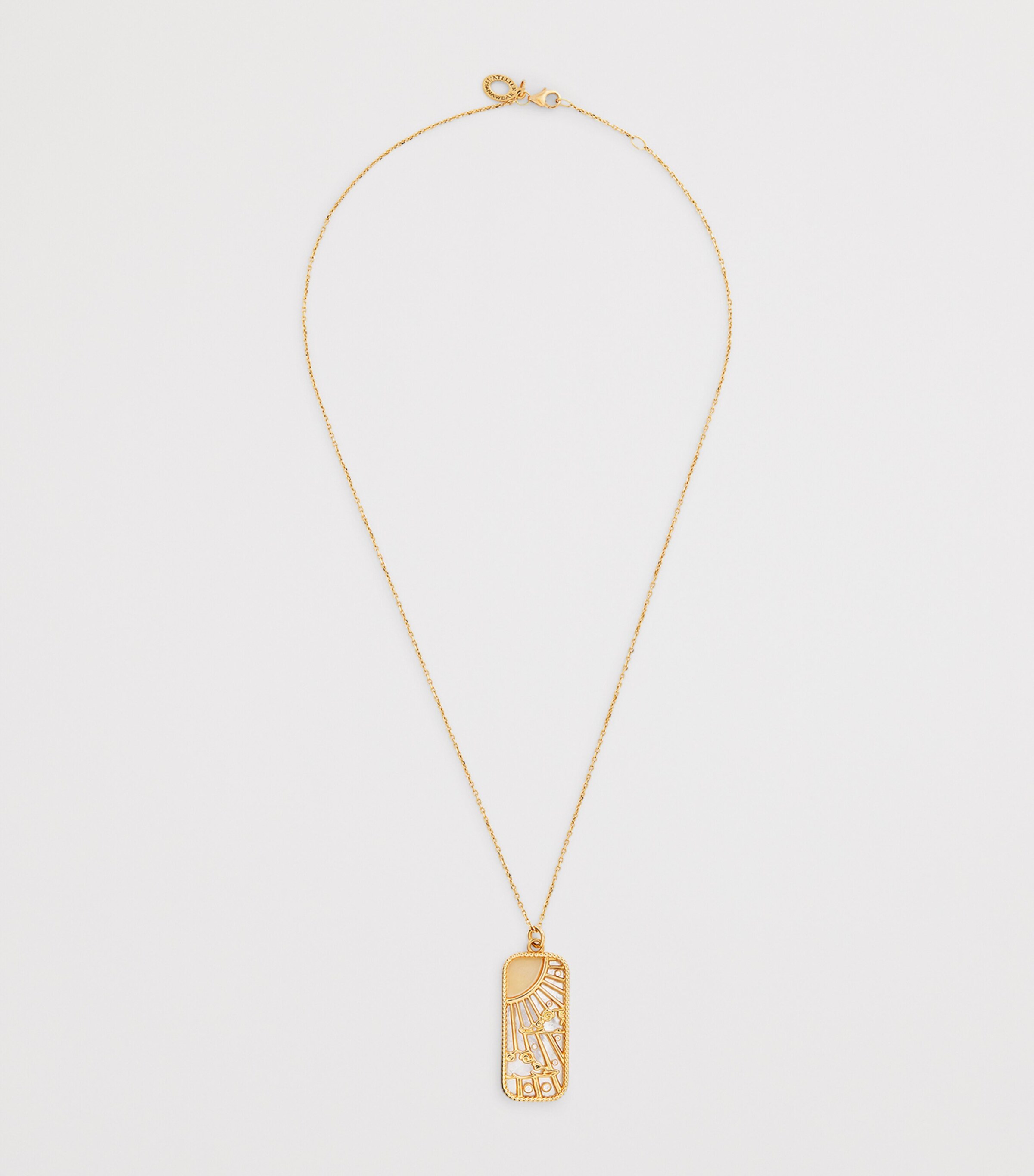 Yellow Gold, Diamond and Mother-of-Pearl Elements of Love Air Pendant Necklace WHITE Image 3