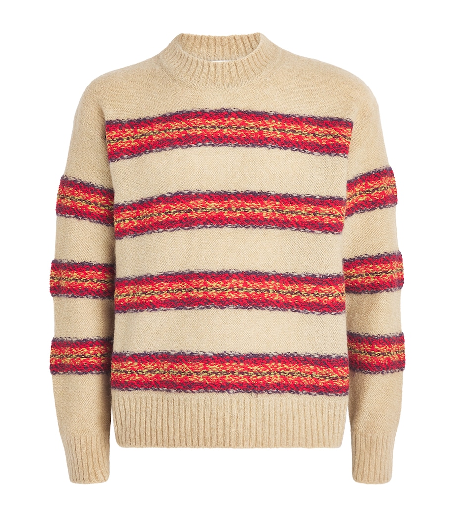 DRIES VAN NOTEN Mens Alpaca-Wool-Blend Stripe Sweater Image 1