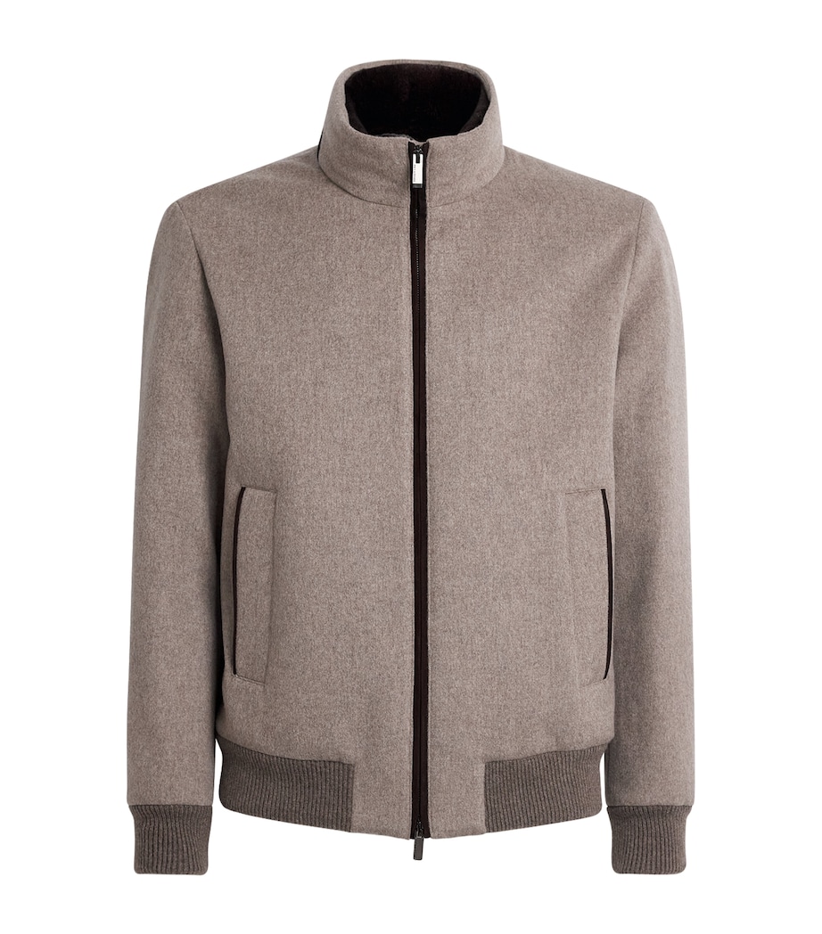 Paul & Shark Mens Cashmere Padded Bomber Jacket Beige Image 1