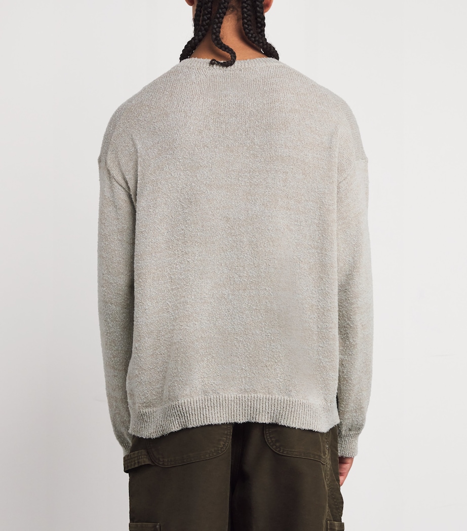 Maison Margiela Mens Cotton-Blend V-Neck Sweater Ice Blue/beige Image 4