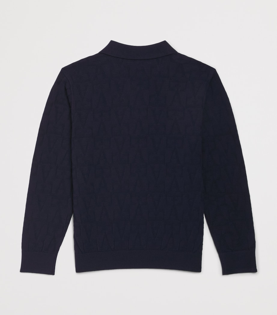 Emporio Armani Kids Jacquard Logo Polo Sweater (4-16 Years) Ico Blu Nv Image 2