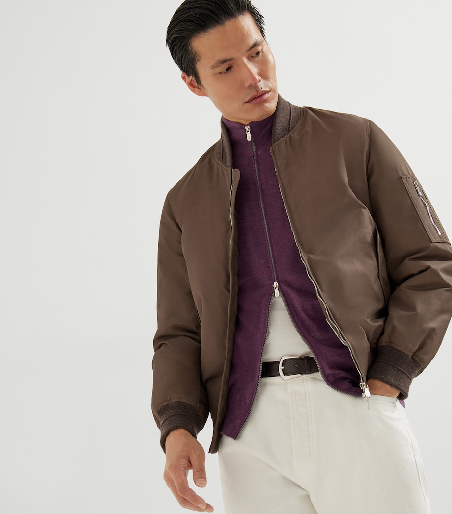 Cashmere-Silk-Linen Zip-Up Cardigan CHL69 Image 5