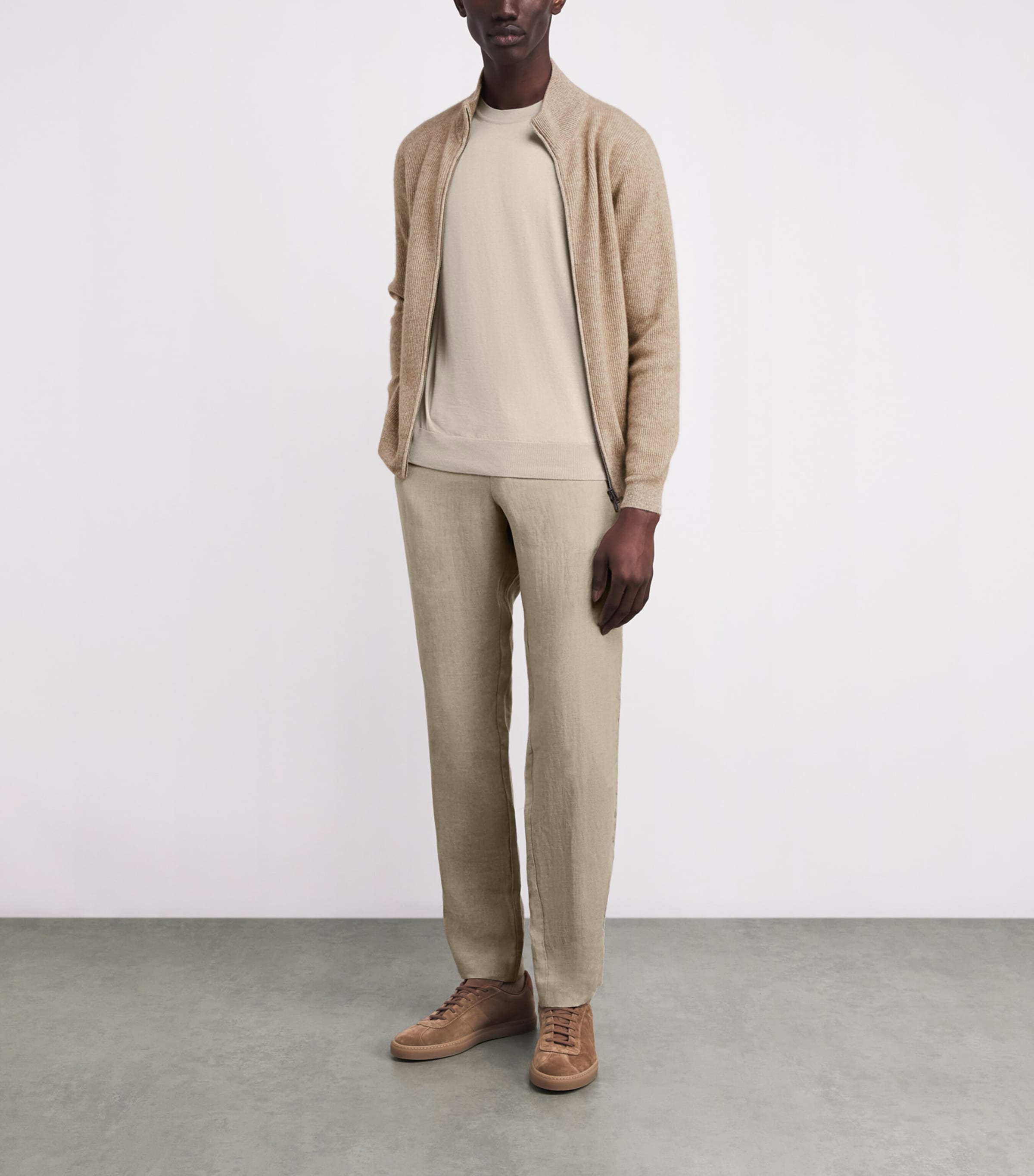 Cashmere-Linen Zip-Up Cardigan C.4-NATURALE Image 2