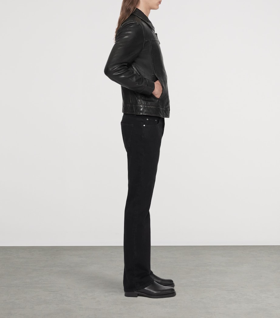 AllSaints Mens Oakland Leather Jacket Black/brown Image 4