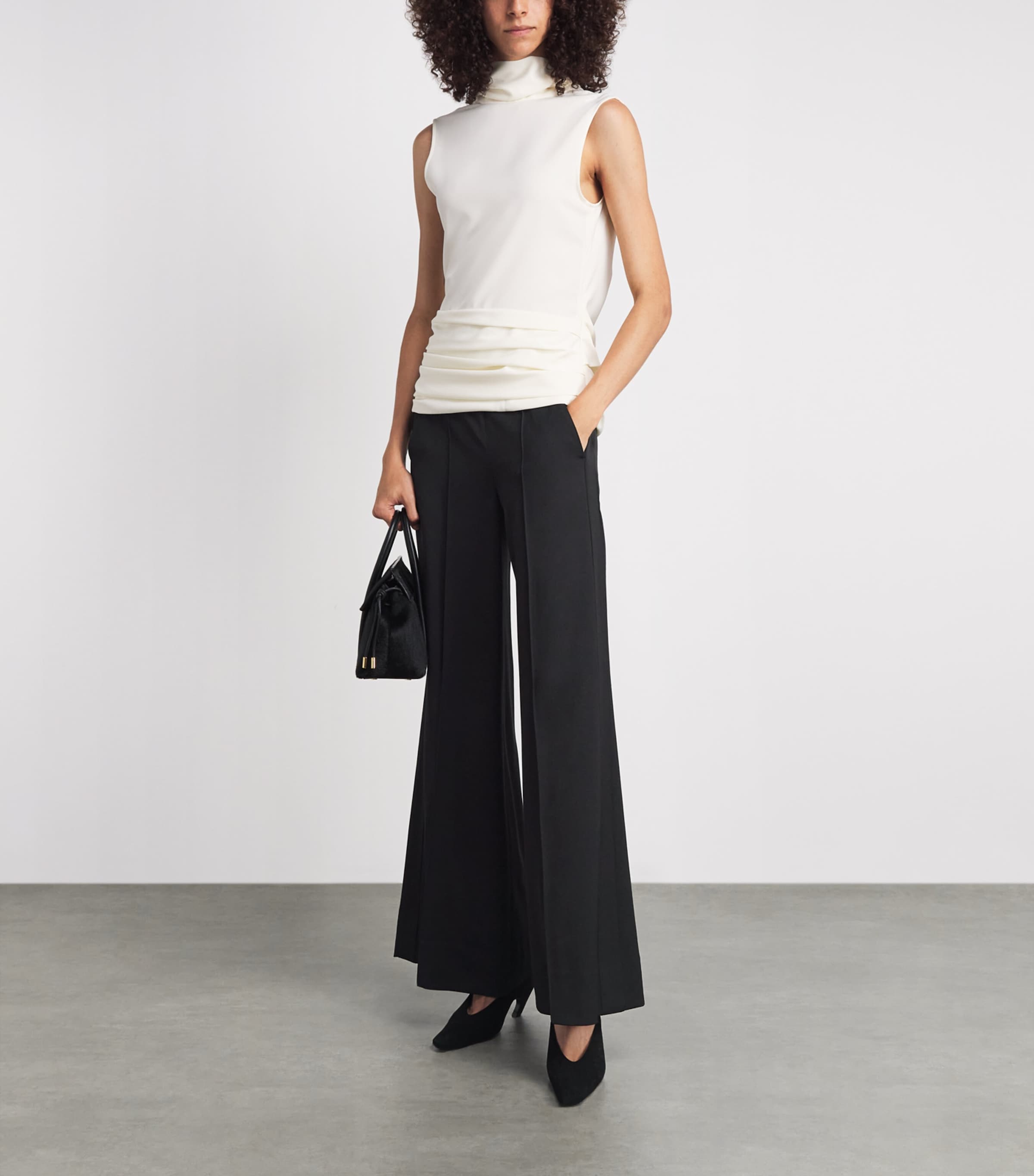 ME+EM Womens Wide-Leg Tux Trouser Black Image 2
