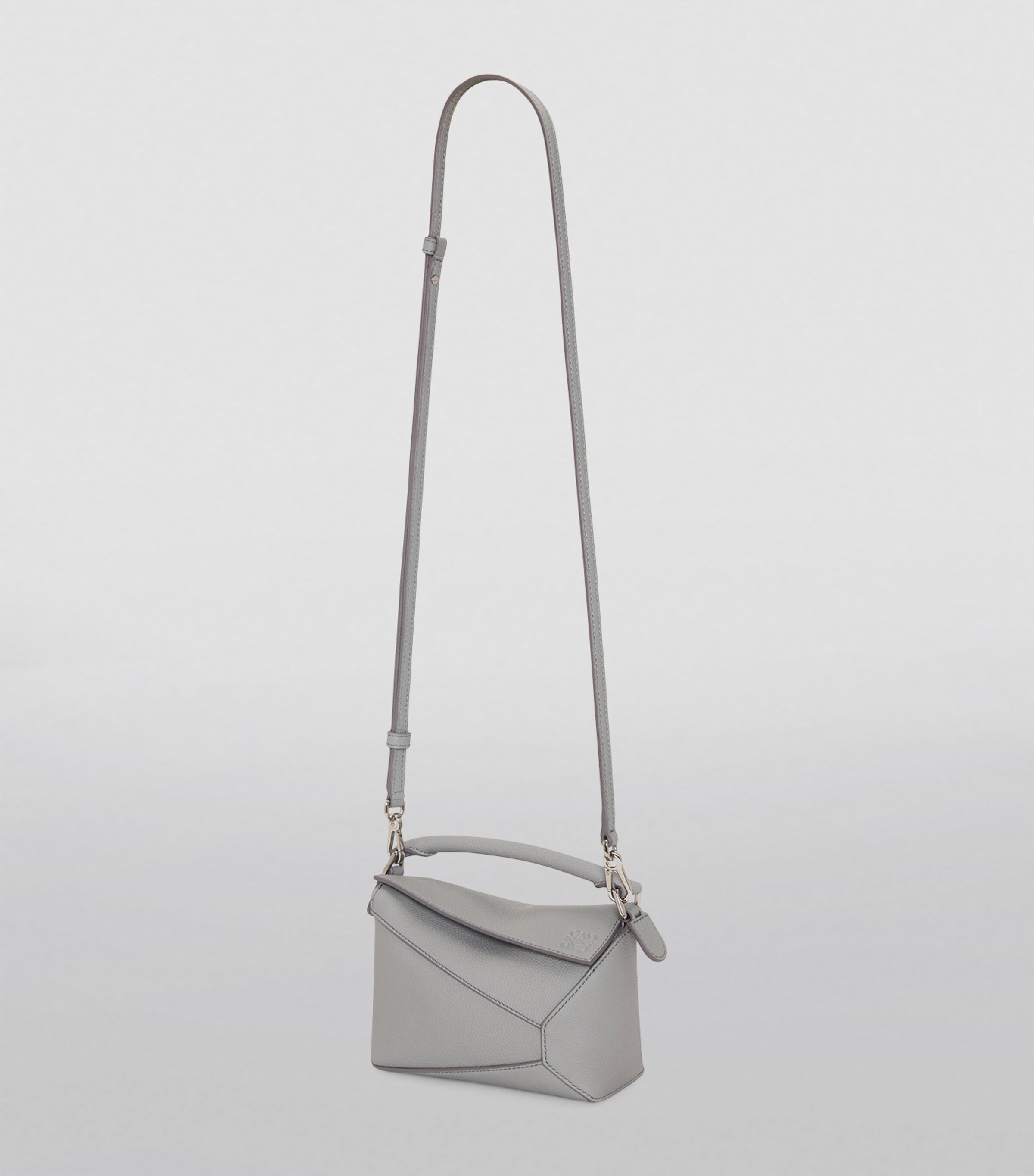 Mini Leather Puzzle Edge Top-Handle Bag PEARL GREY Image 7