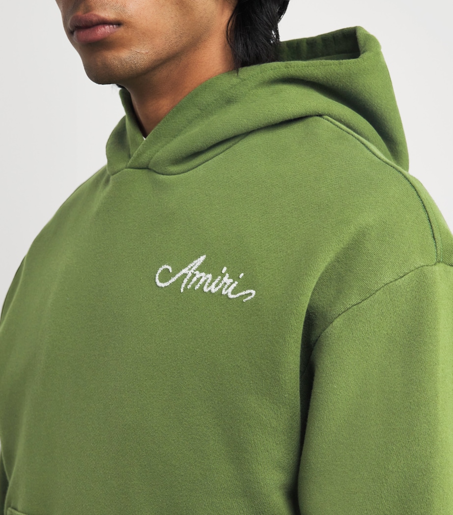 AMIRI Mens Bandana Logo Hoodie Green Image 6
