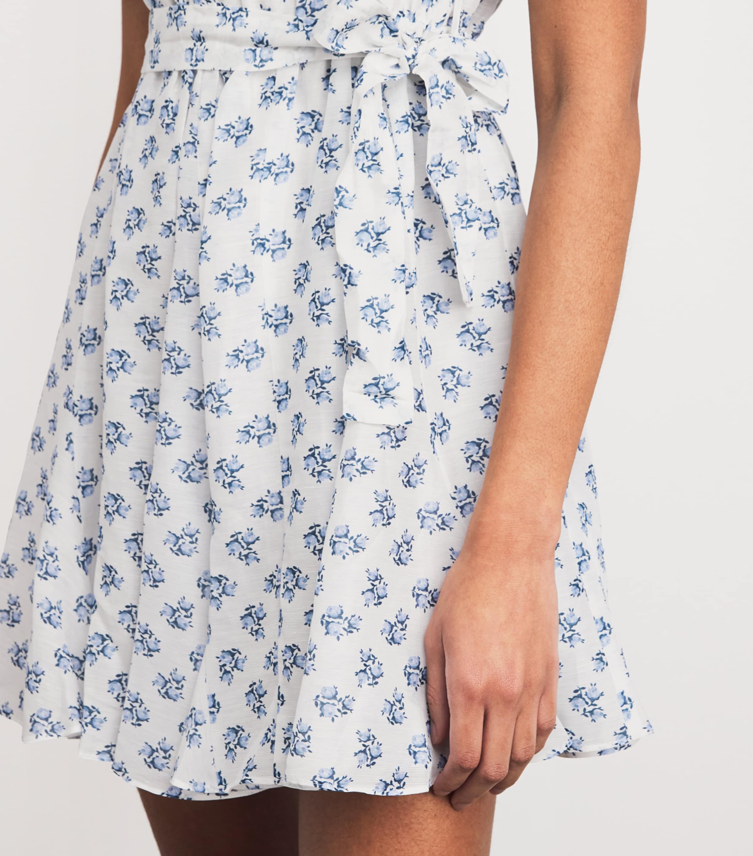 Maje Womens Linen-Blend Floral Print Mini Shirt Dress Blue Small Flowers Image 3