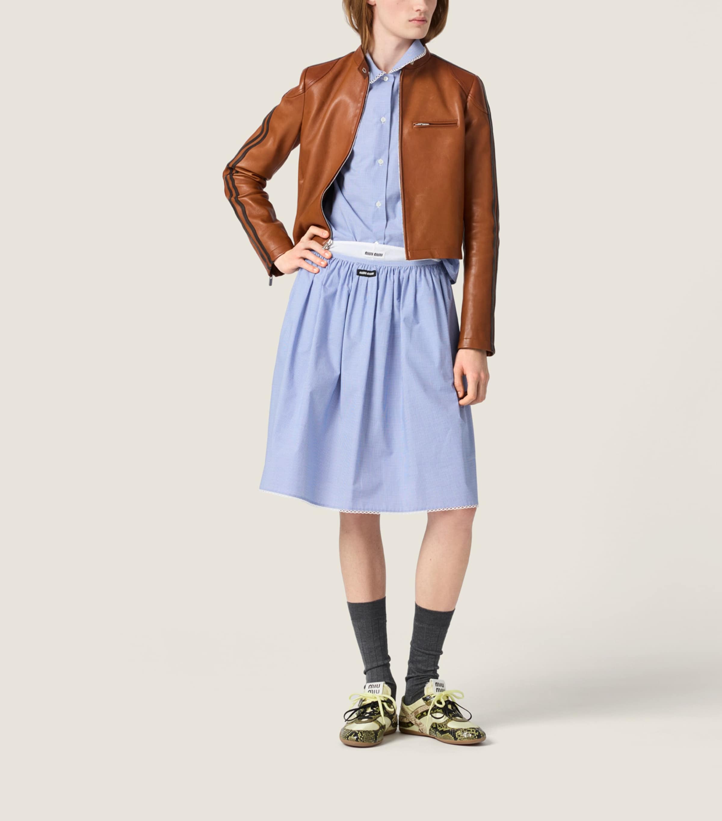 Miu Miu Womens Cotton Gingham Shirt White Image 2