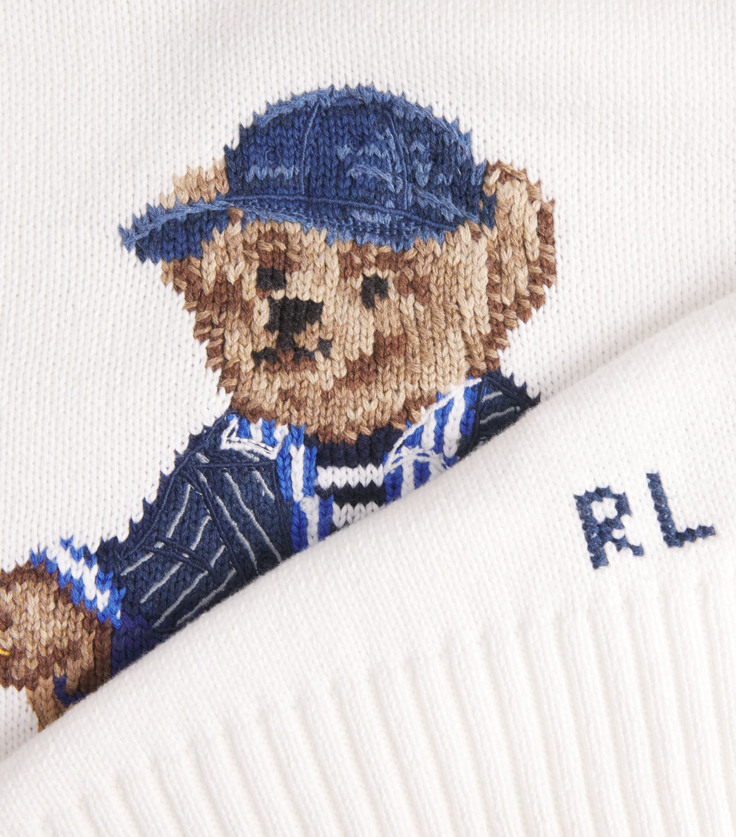 Polo Ralph Lauren Mens Cotton Jacquard Newport Bear Sweater Deckwash White Image 6