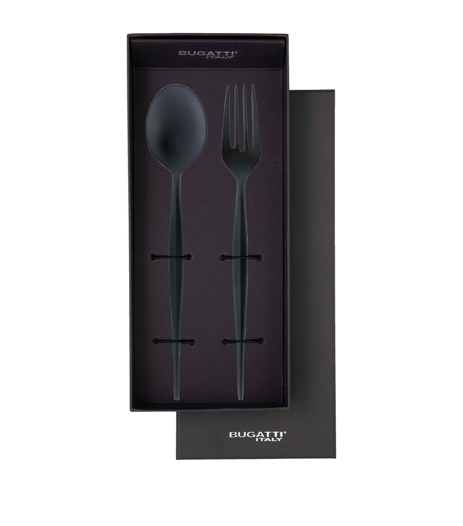 Bugatti Stainless Steel Natura 2-Piece Serving Set Pvd Blck Sndblastd Image 2