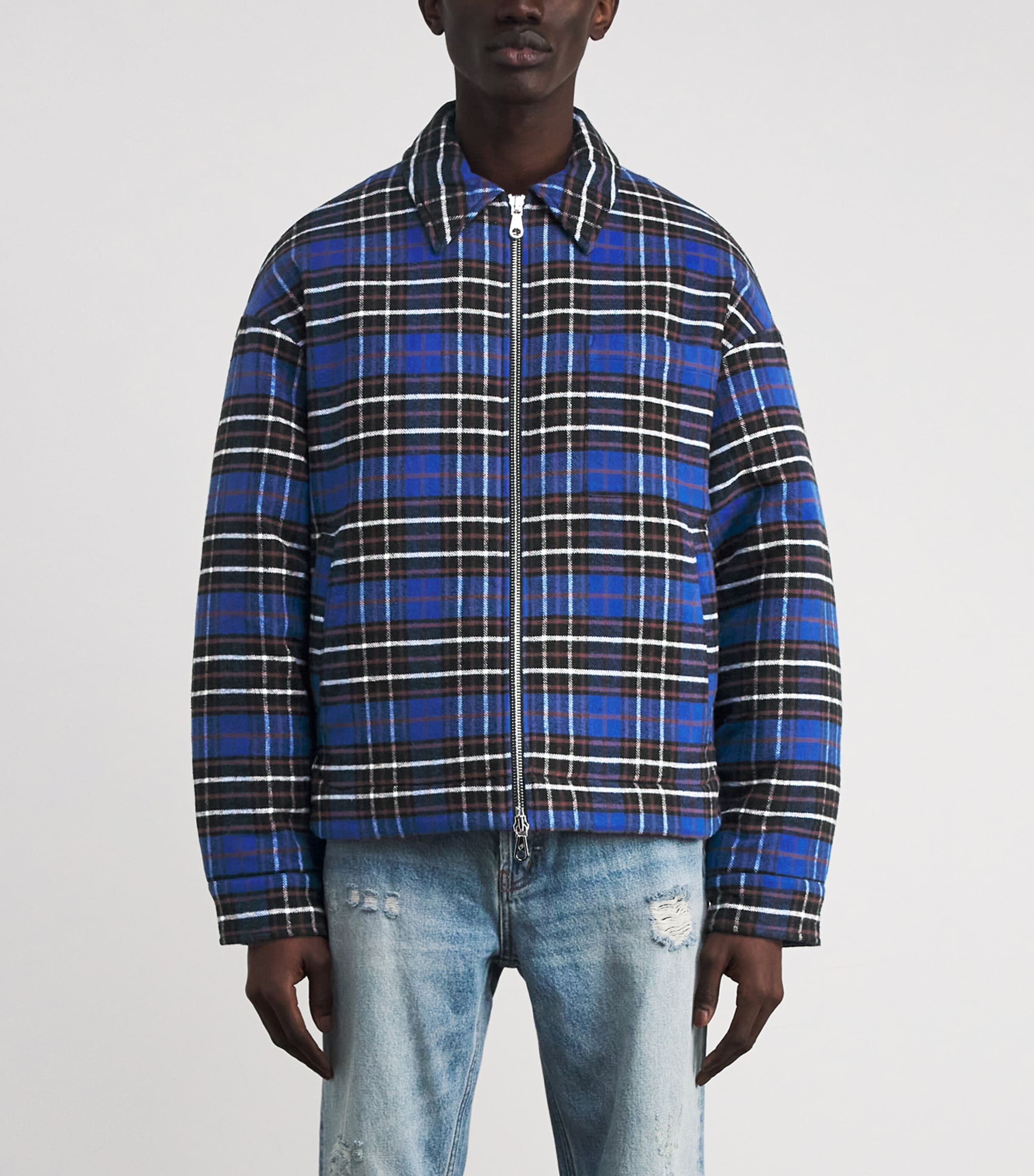 Cotton Check Overshirt BLUE/BLACK 402 Image 3