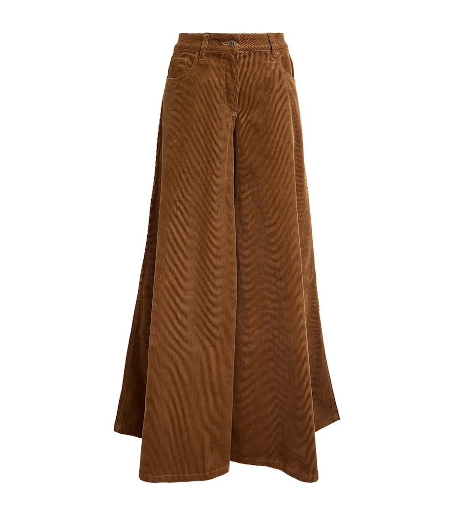 Corduroy Wide-Leg Jeans TAN Image 1