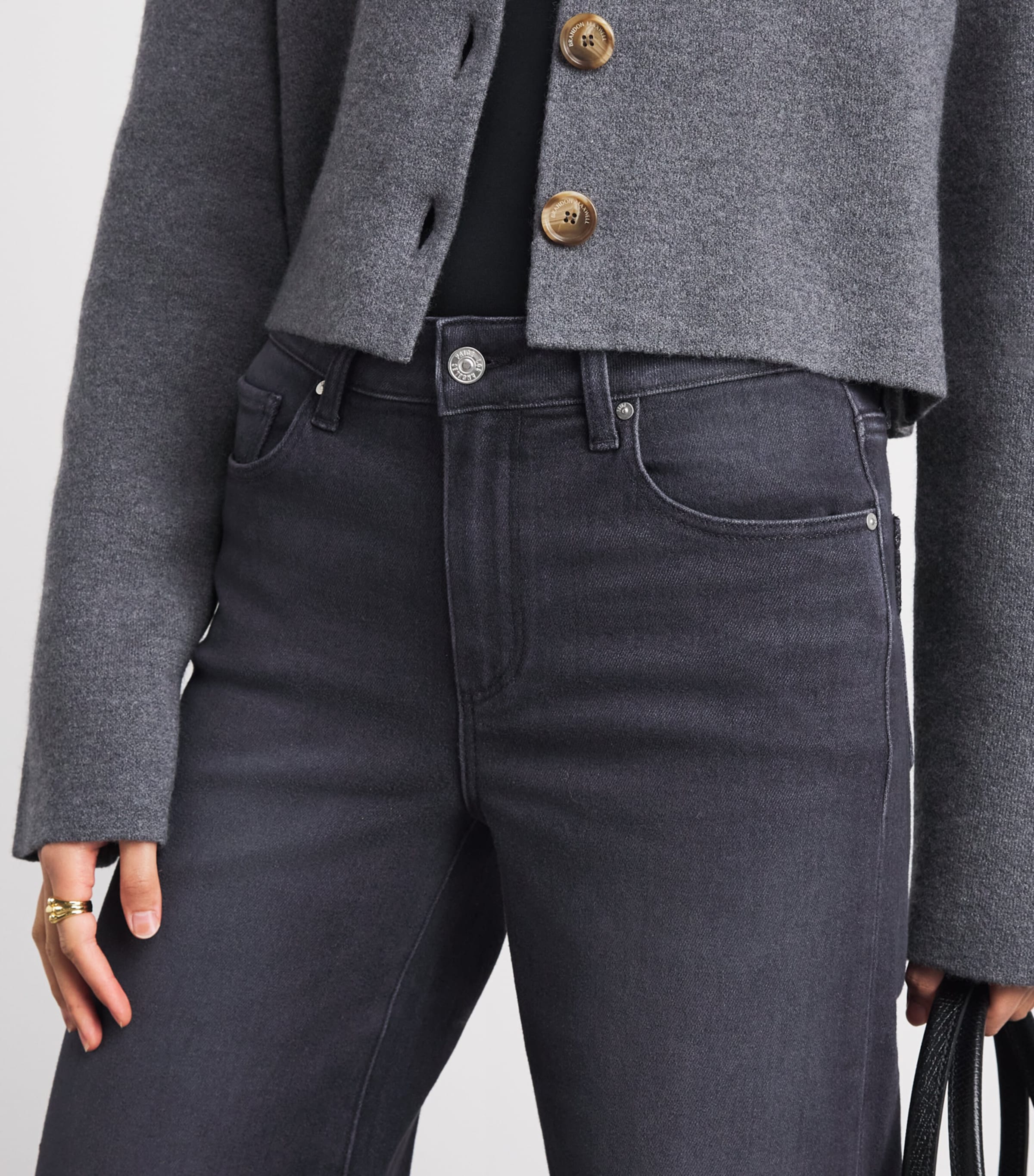 PAIGE Womens Tatum Wide-Leg Jeans Ink Black Image 3