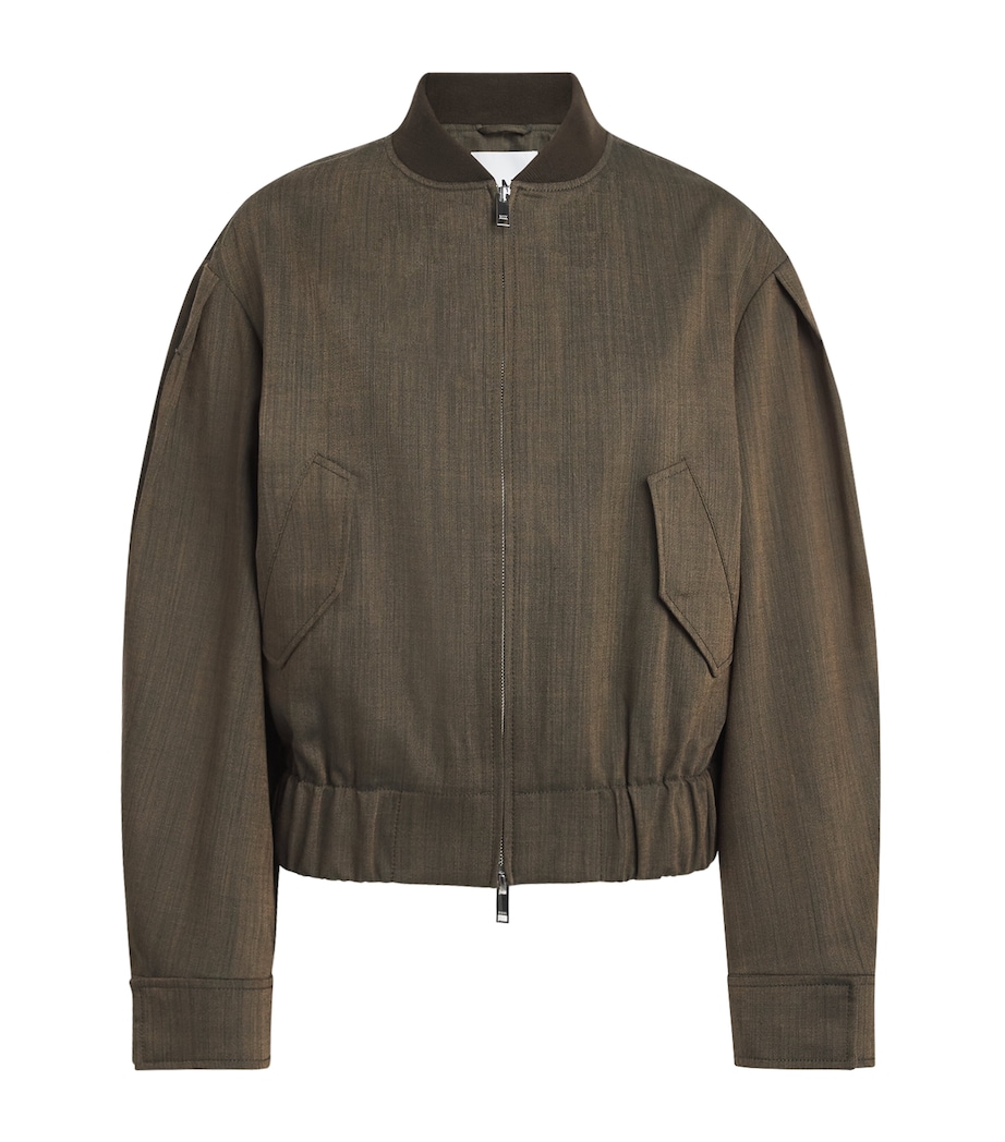 GANNI Womens Wool Bomber Jacket Zxz Canteen Image 1