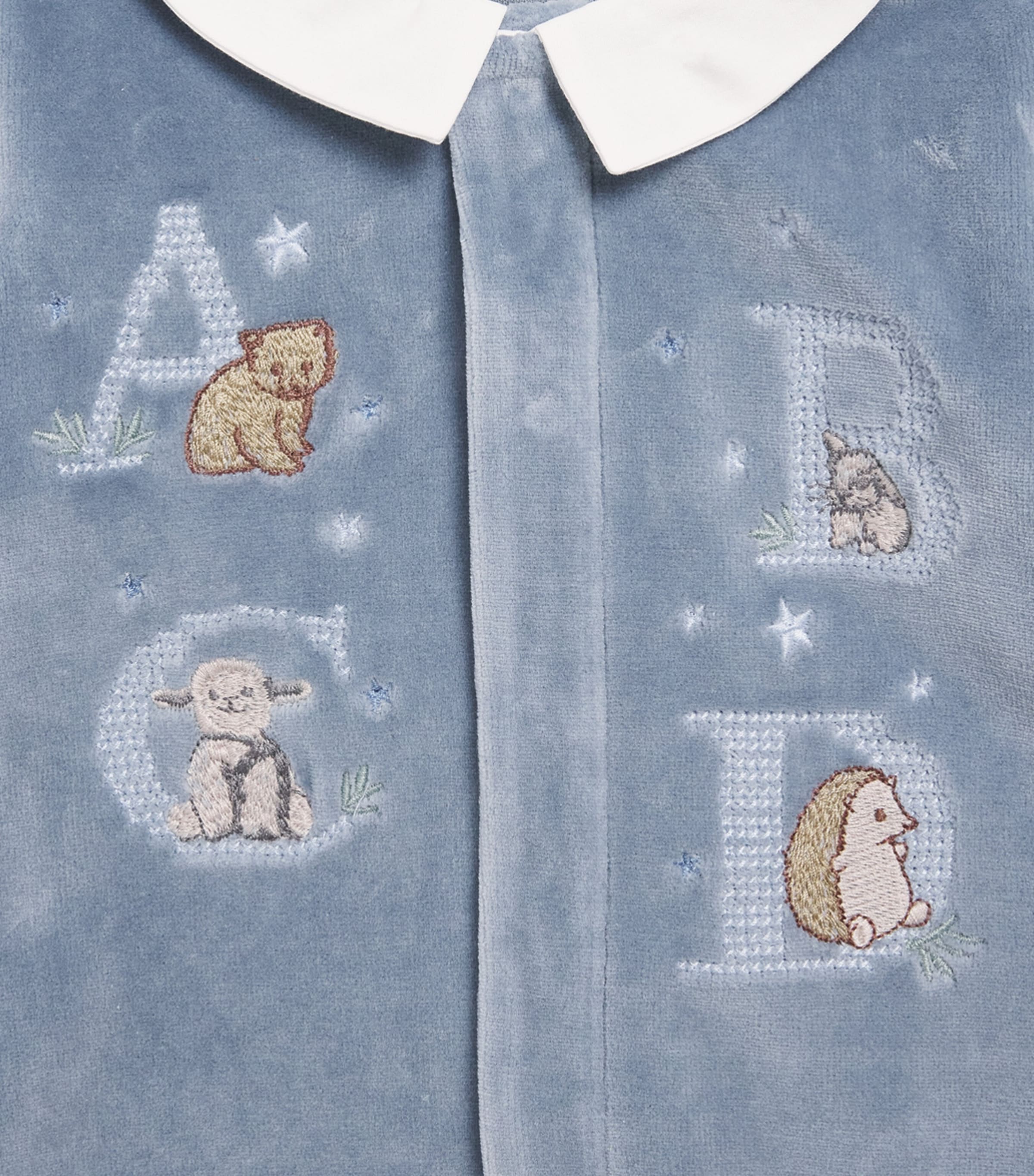 Tartine et Chocolat Velour Embroidered All-In-One (0-24 Months) Bleu Orage Image 3