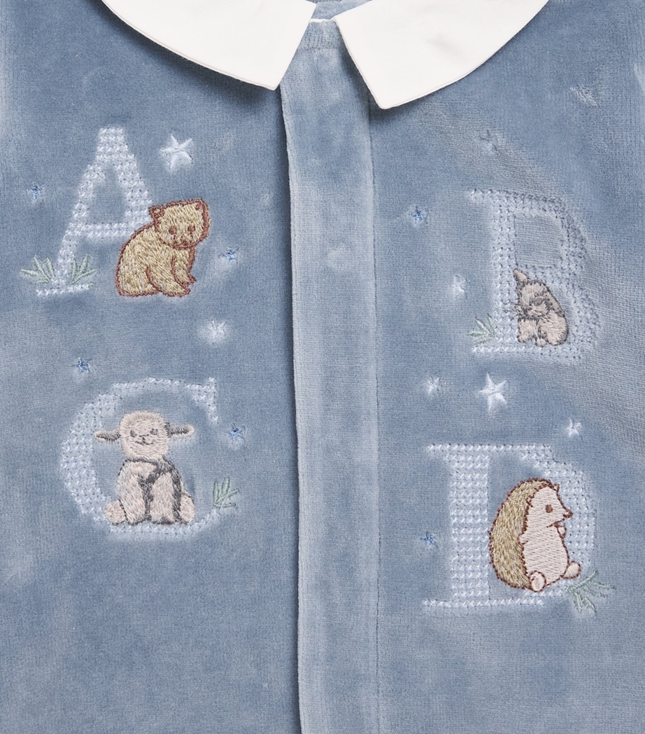 Tartine et Chocolat Velour Embroidered All-In-One (0-24 Months) Bleu Orage Image 3