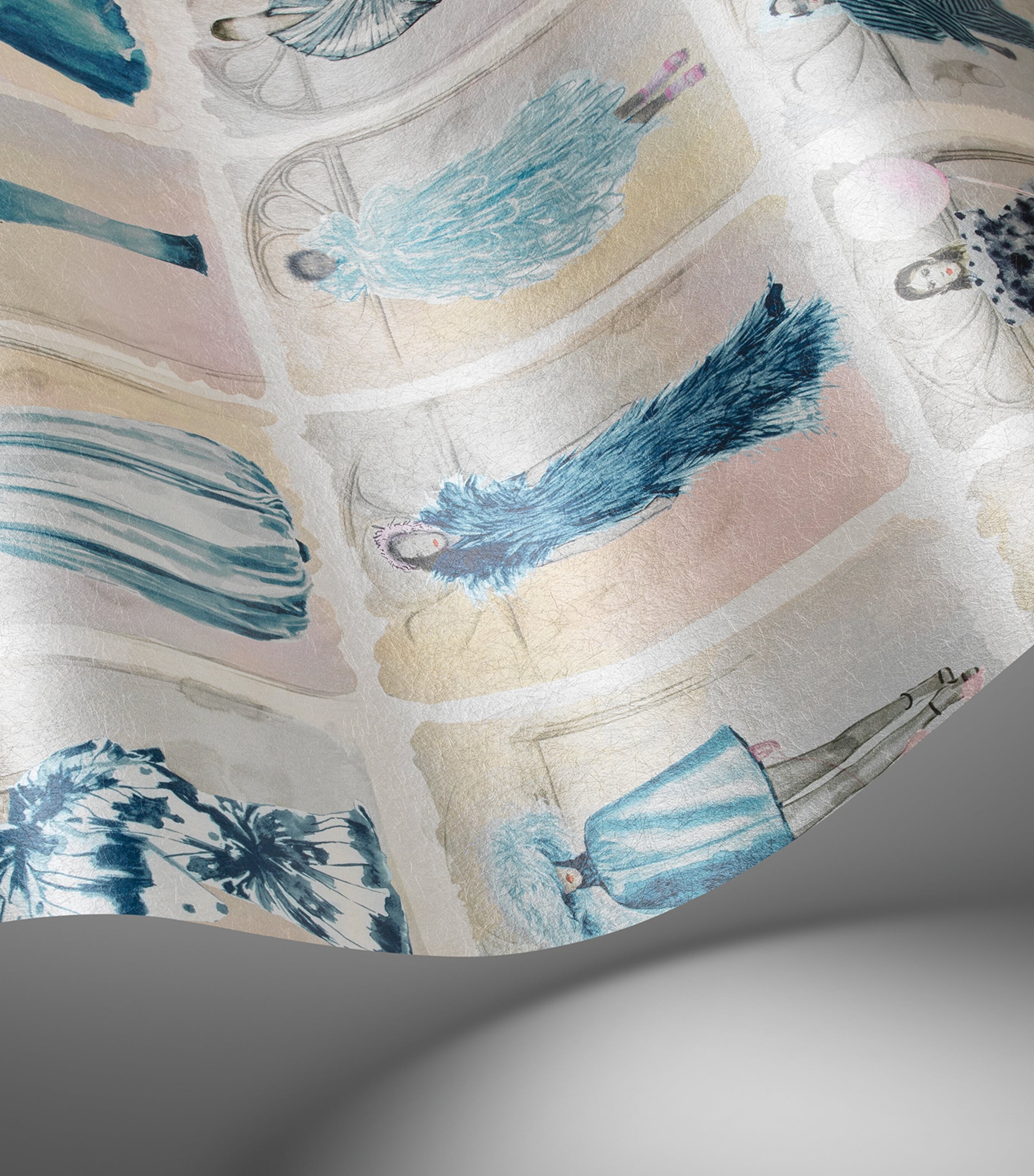 x Harrods Interior Design 175 Anniversary Edition Couture Carousel Window Wallpaper - China Blue Pearl CHINA BLUE PEARL Image 2