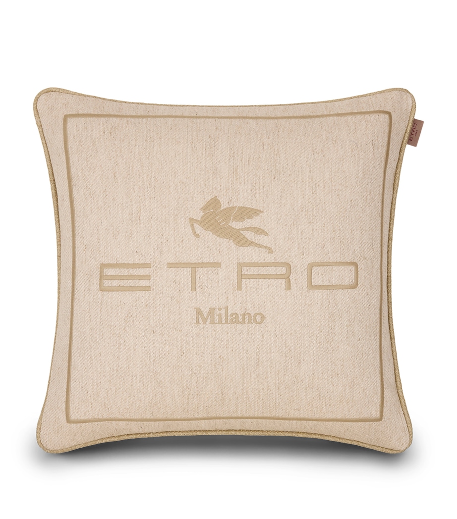 Etro Linen Embroidered Emilia Cushion (45cm x 45cm) Pale Yellow Image 1
