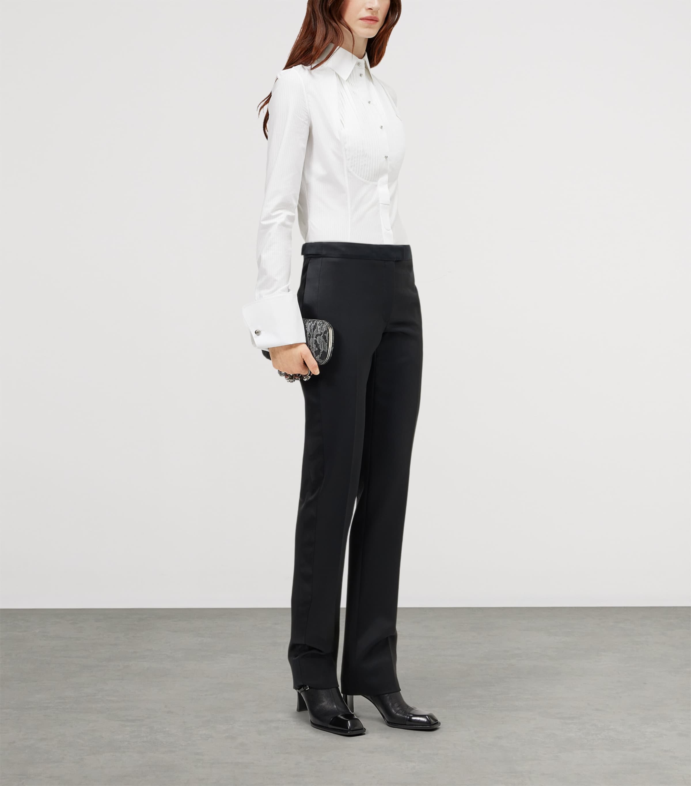 McQueen Womens Wool Slim Tuxedo Trousers Image 4