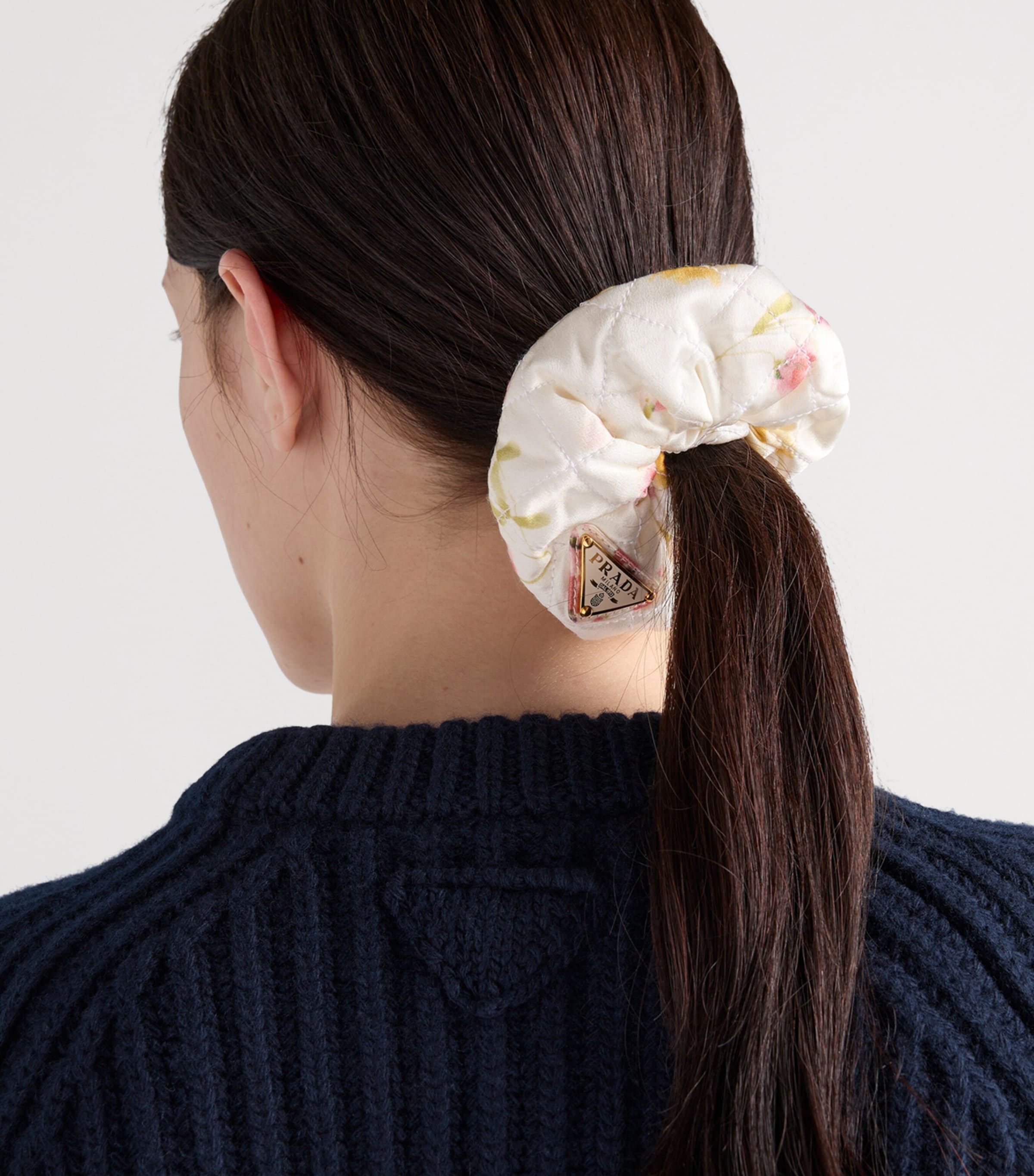 Prada Pink Silk Floral Scrunchie | Harrods ES display picture 2
