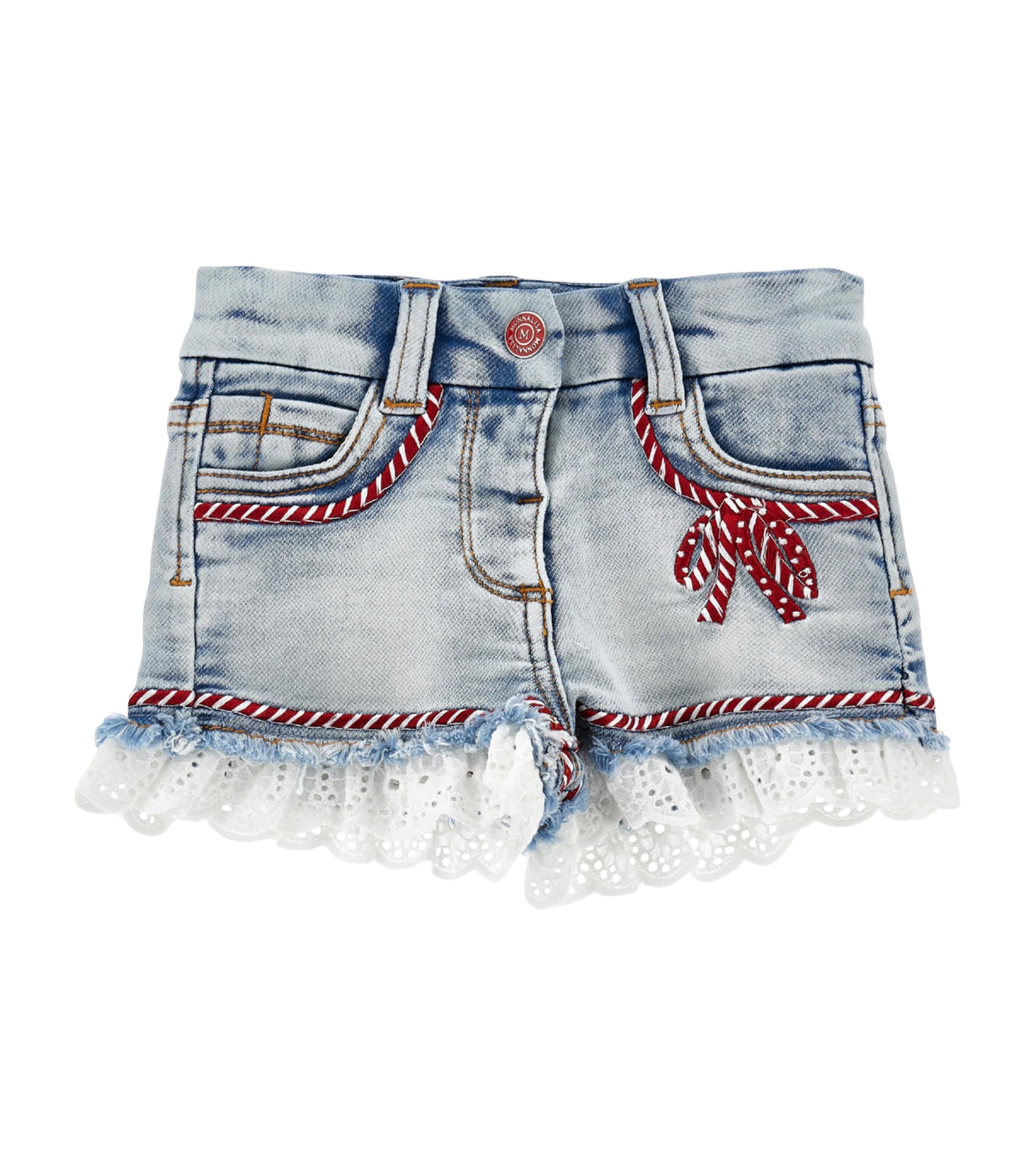 Monnalisa Rope-detail Denim Shorts In Blue