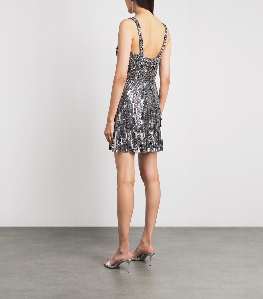 Jenny Packham Womens Embellished Jupiter Mini Dress Steel Ash Image 4