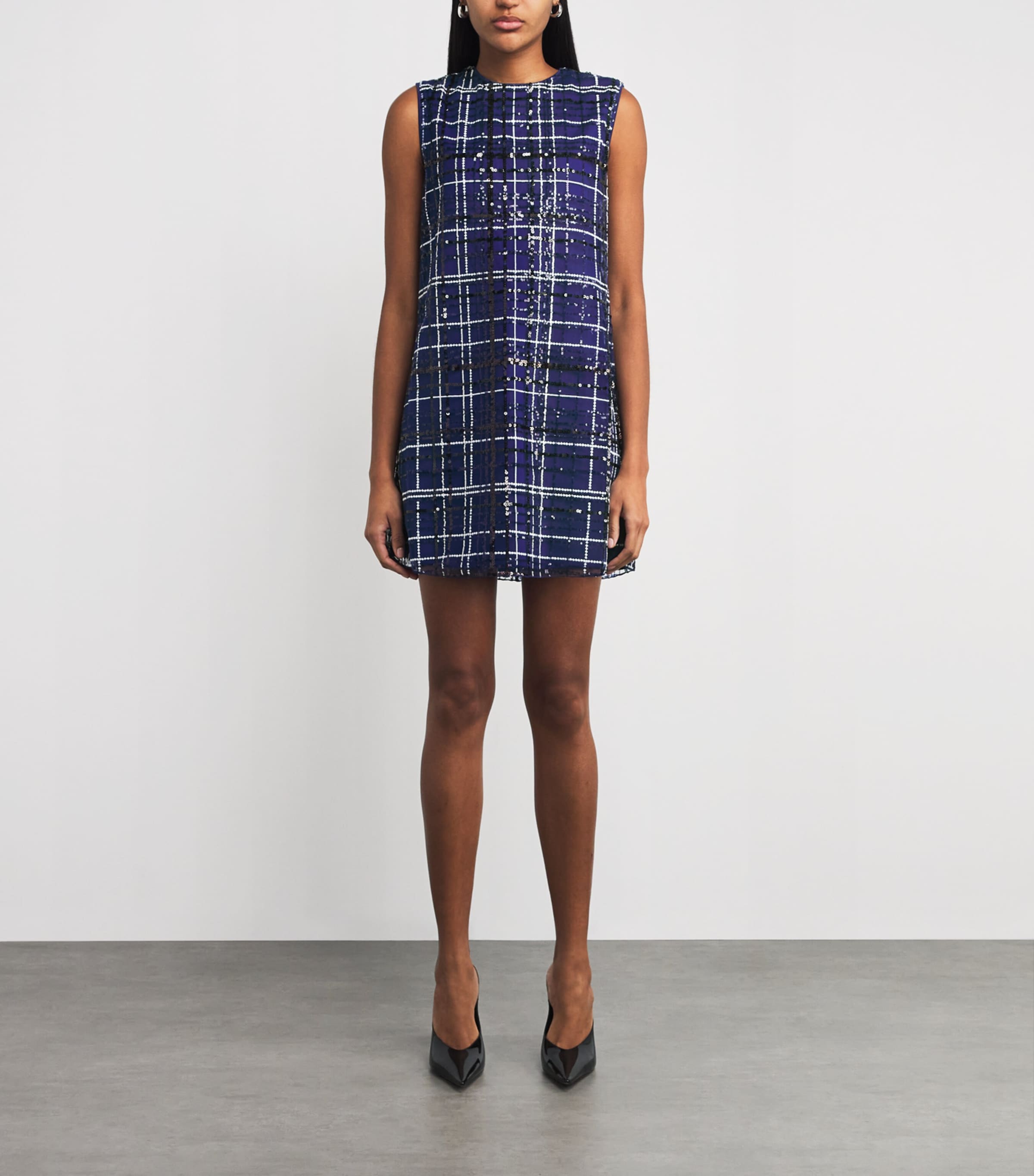 Sequin Check Mini Dress CORNFLOWER BLUE Image 6
