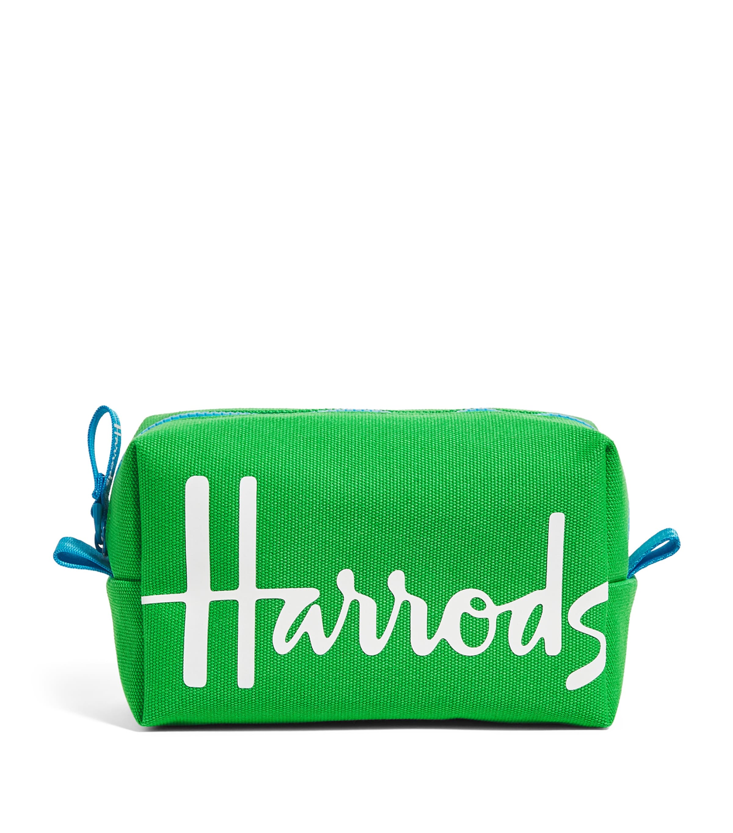 Harrods Cotton Logo Cosmetics Bag In Gray