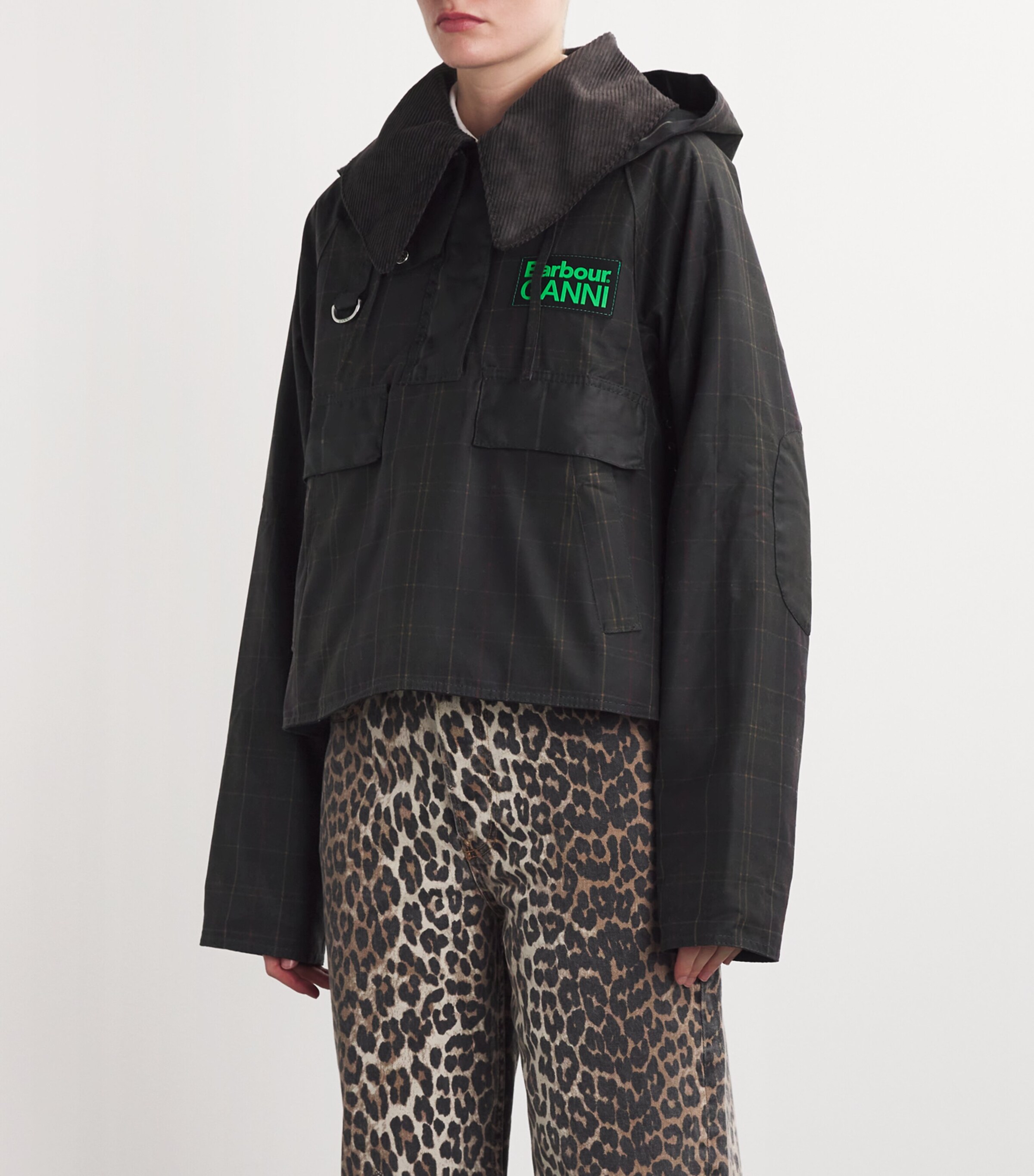 Barbour x GANNI Tartan Waxed Anorak Jacket | Harrods UK