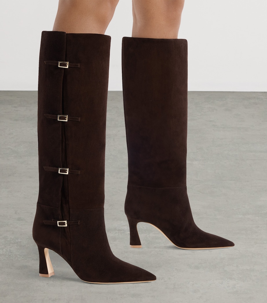 Suede Buckled Nolan Knee-High Boots 70 EBONY Image 3