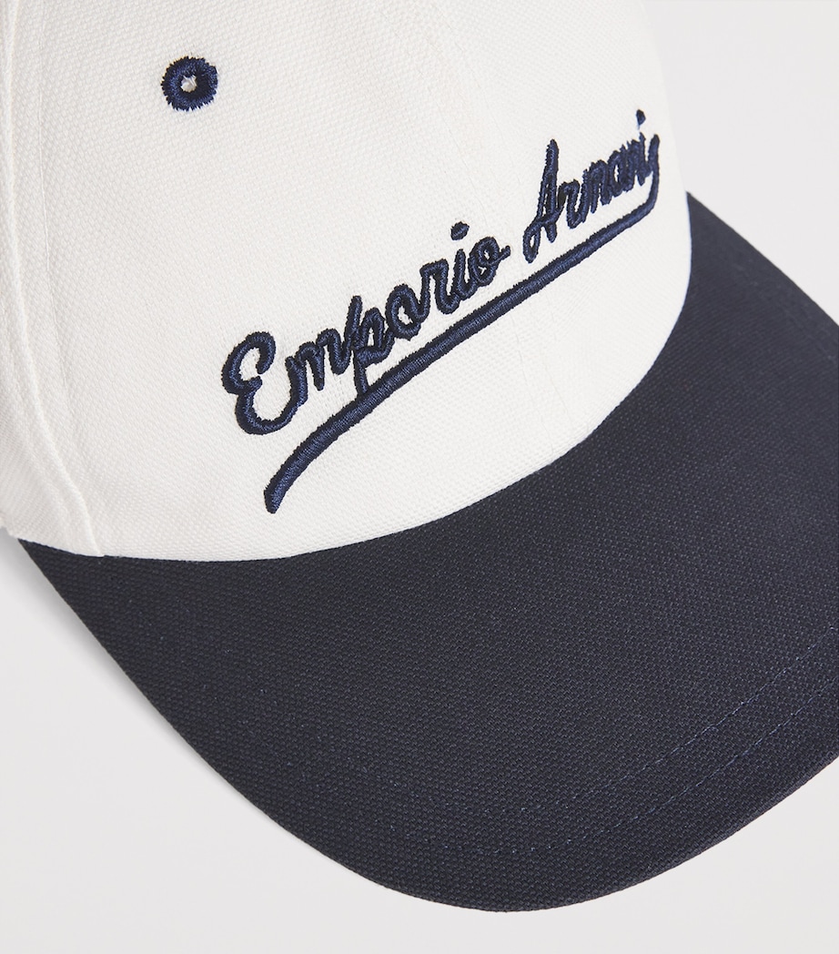 Cotton Logo Baseball Cap WHITE / BLUE Image 3