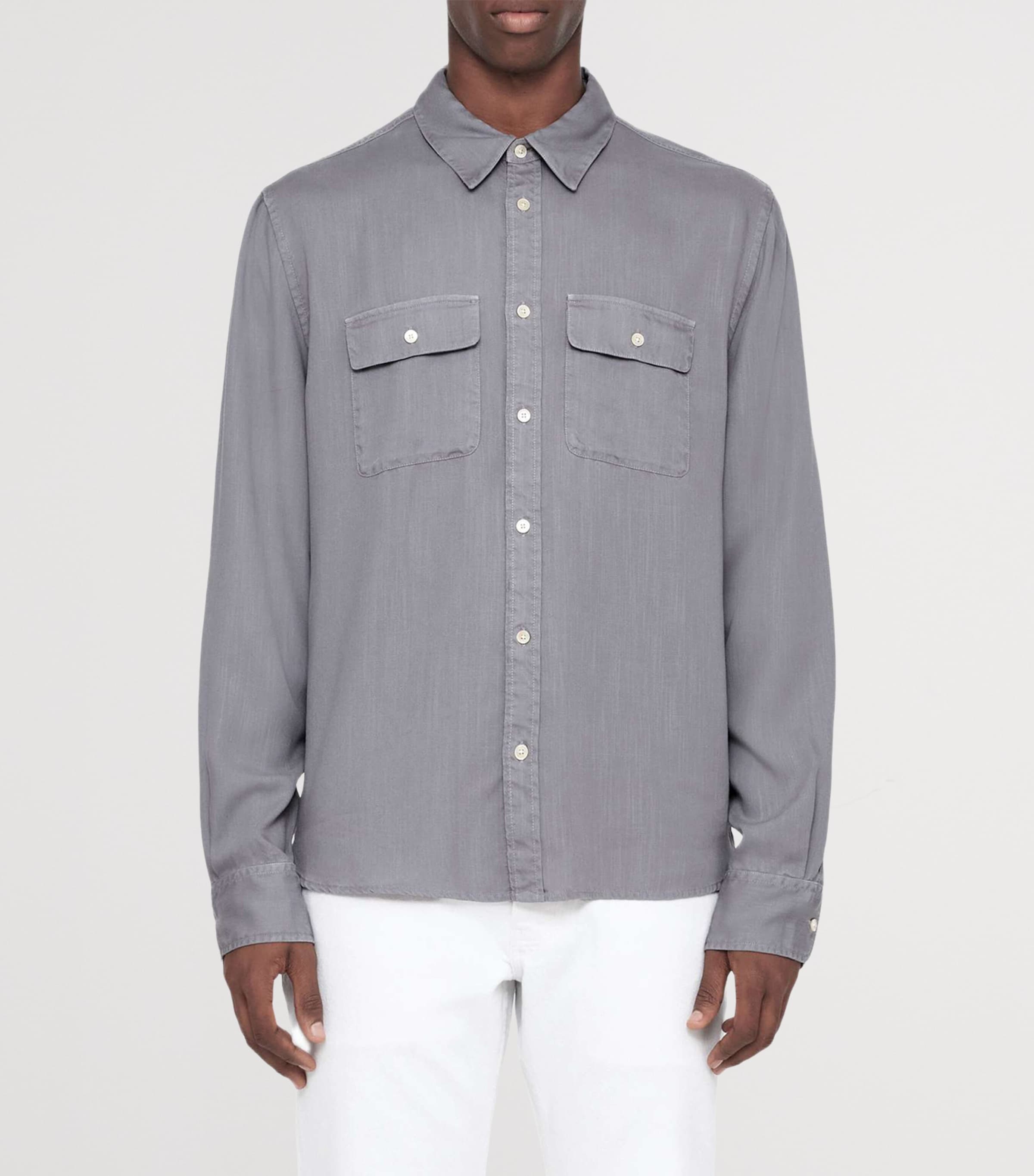 AllSaints Mens Bond Shirt Cloud Grey Image 3