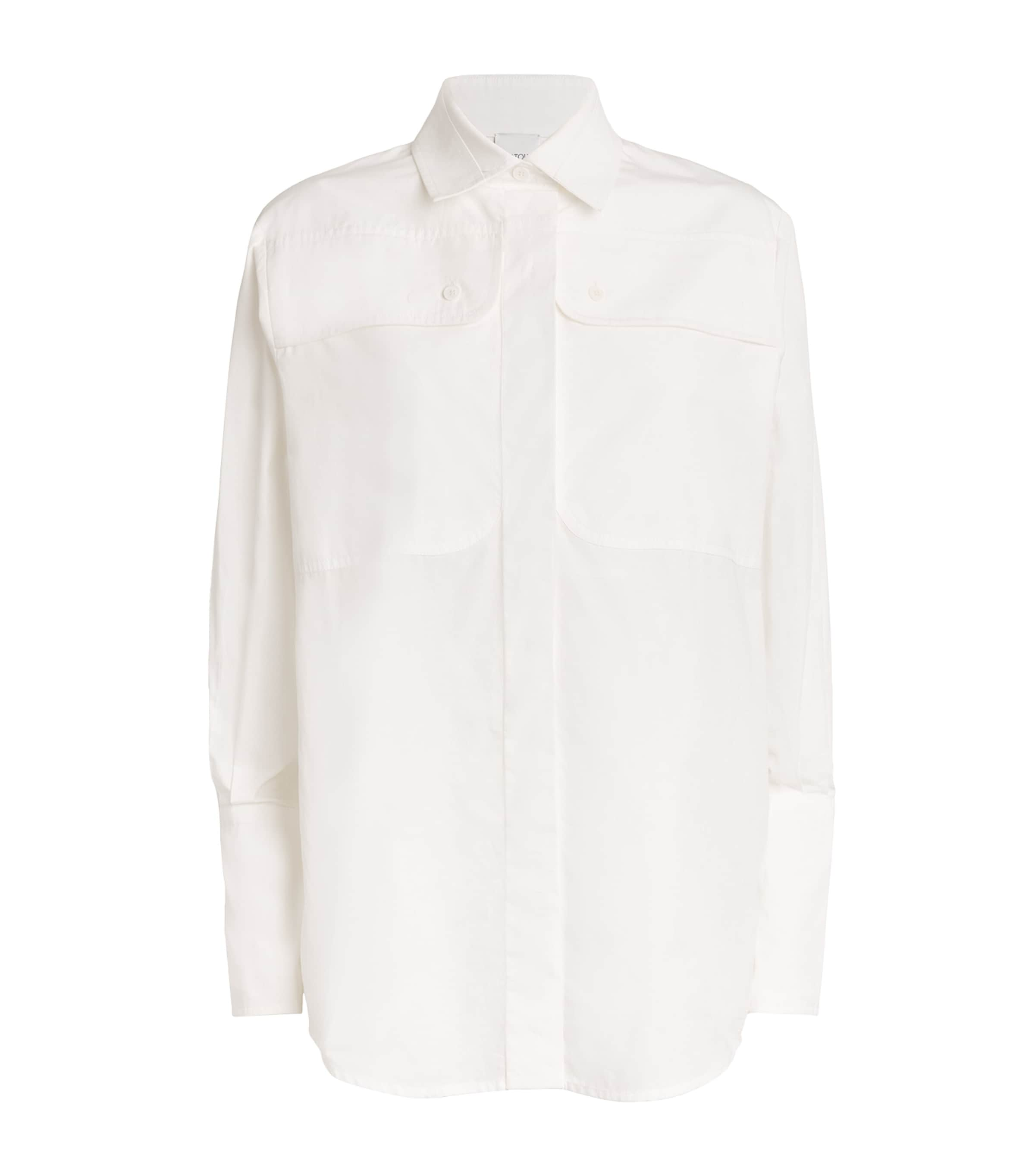 Patou Organic Cotton Oversized Safari Shirt In White