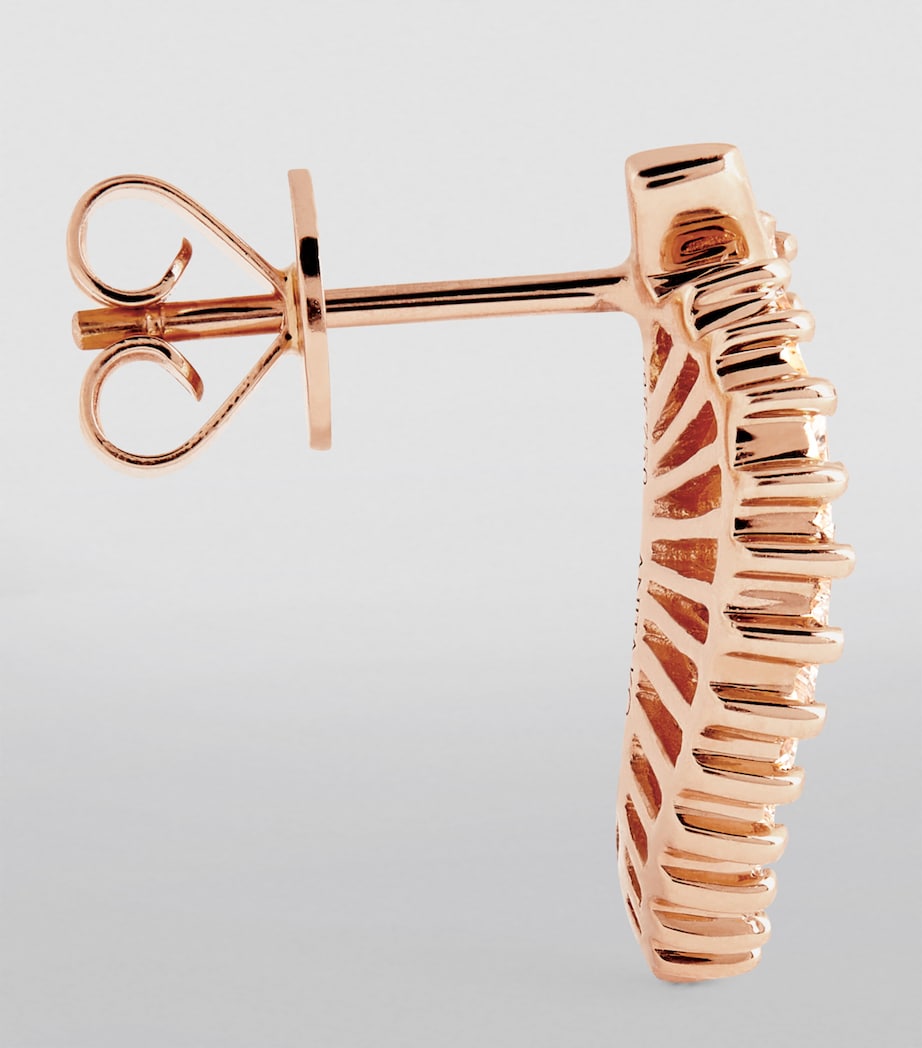 Rose Gold and Diamond Palm Leaf Stud Earrings ROSE GOLD Image 3