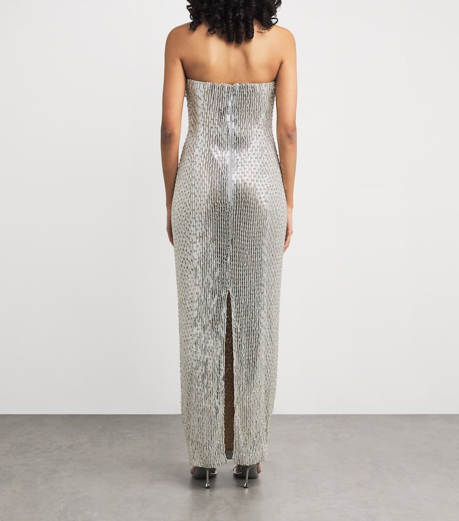 Rachel Gilbert Silver Hand-Beaded Rosalie Column Gown | Harrods DZ Rachel Gilbert Silver Hand-Beaded Rosalie Column Gown | Harrods DZ